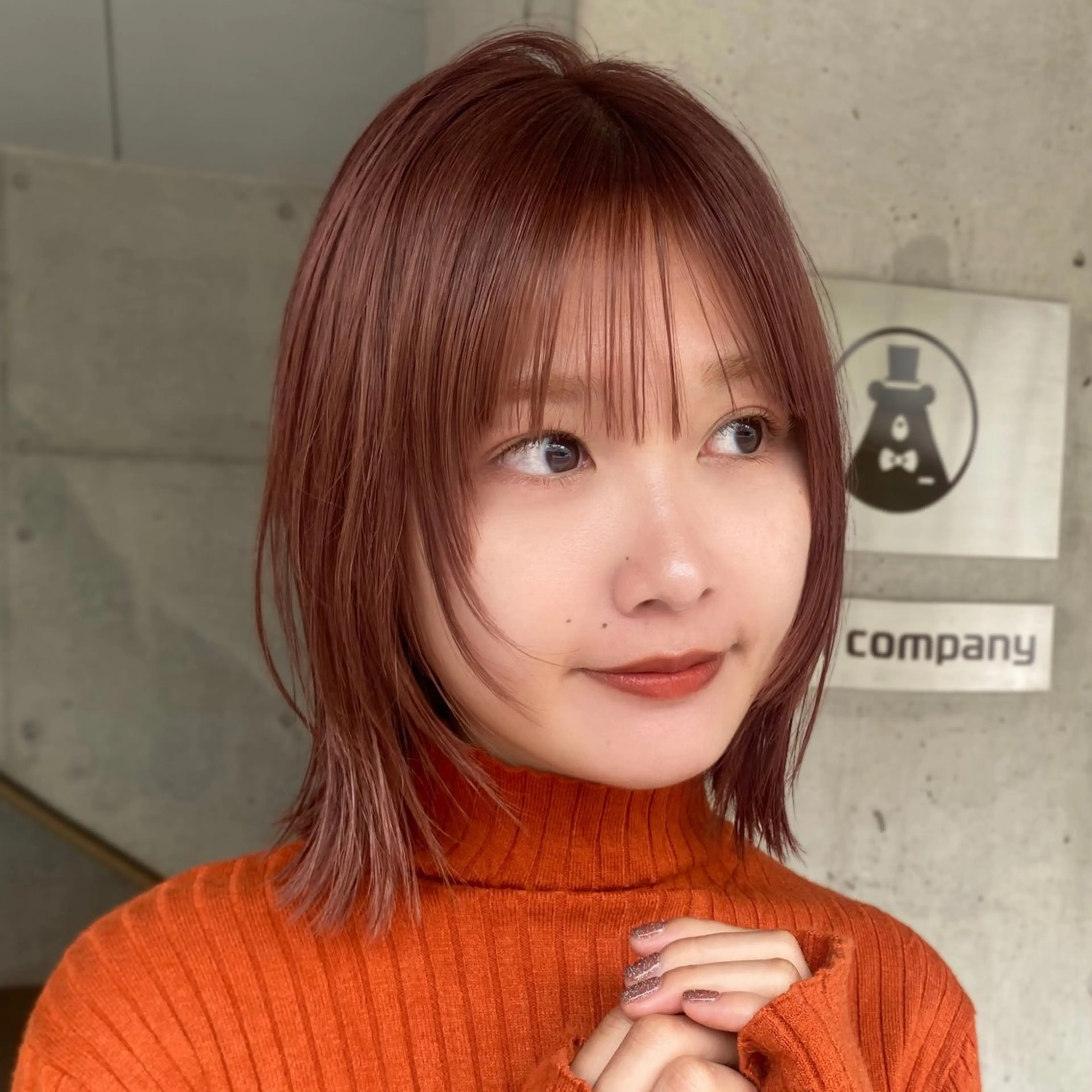 ミディアム カラー ボブ 顔まわりレイヤー レイヤーカット 似合わせカット カット ヘアカラー トリートメント shiori/暖色/ レイヤー/似合わせのヘアスタイル