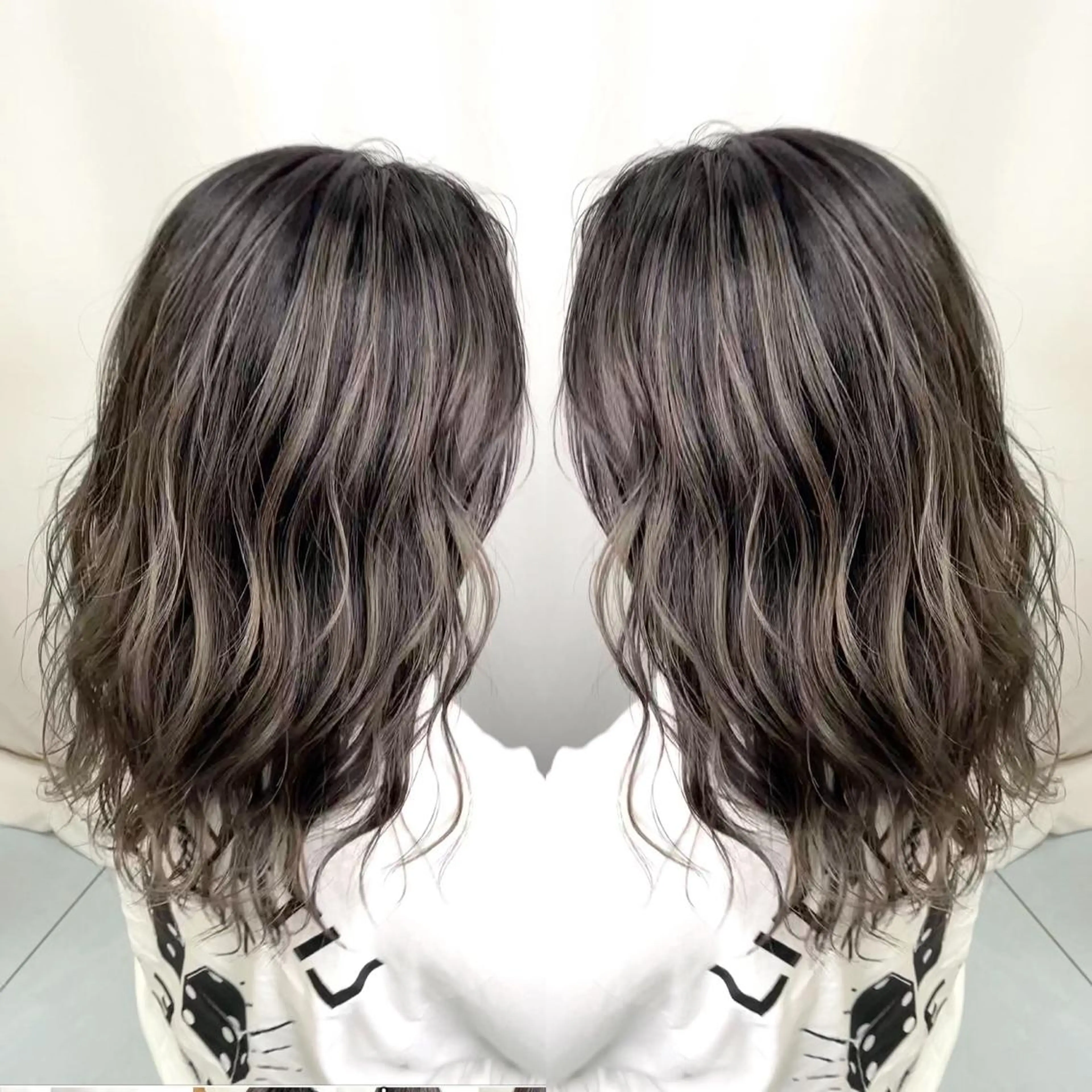 ミディアム カラー カット ヘアカラー トリートメント 縮毛/レイヤー 韓国/橋口のヘアスタイル