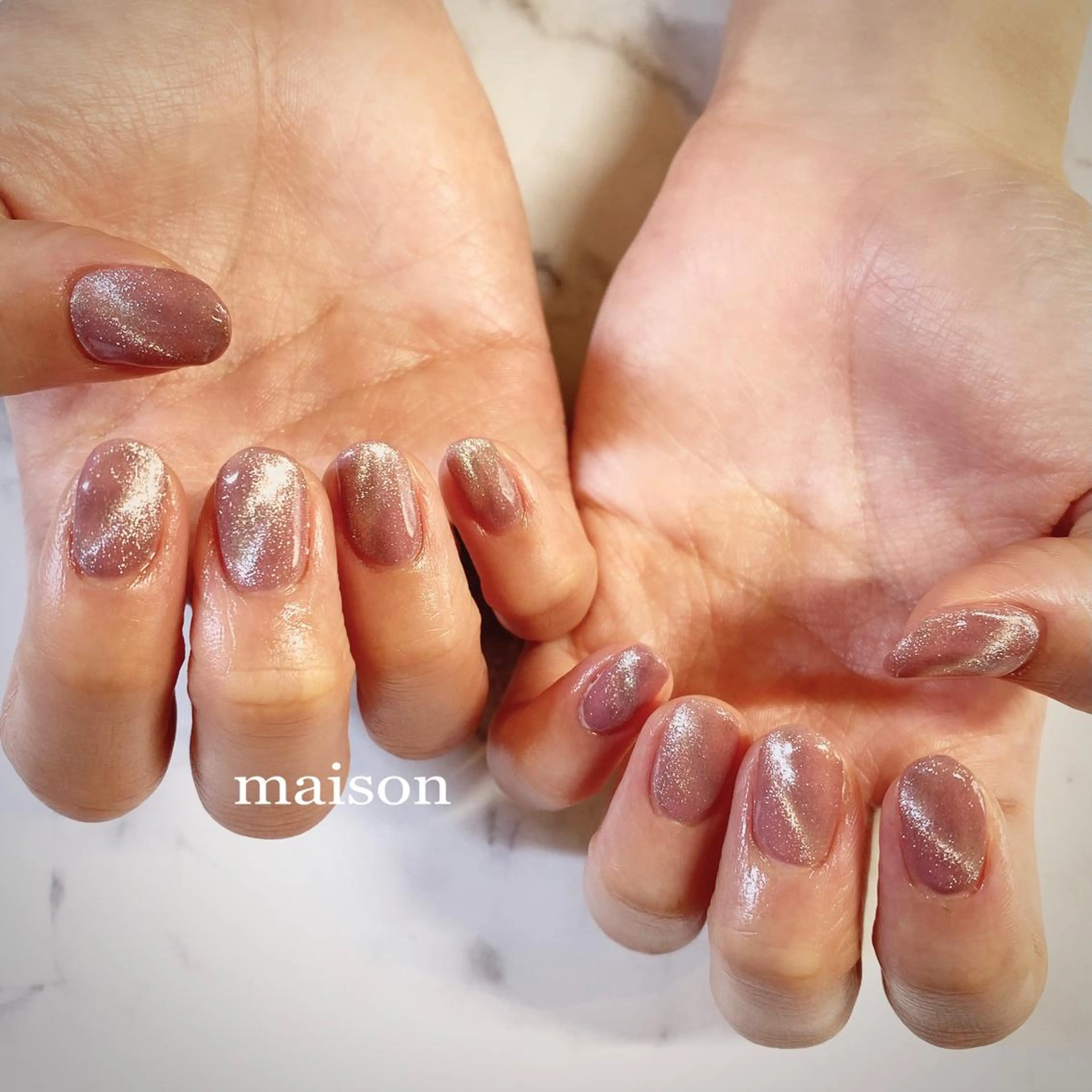 ネイル マグネットネイル ピンク パープル ハンドネイル ISHIHARA KANAのネイルデザイン