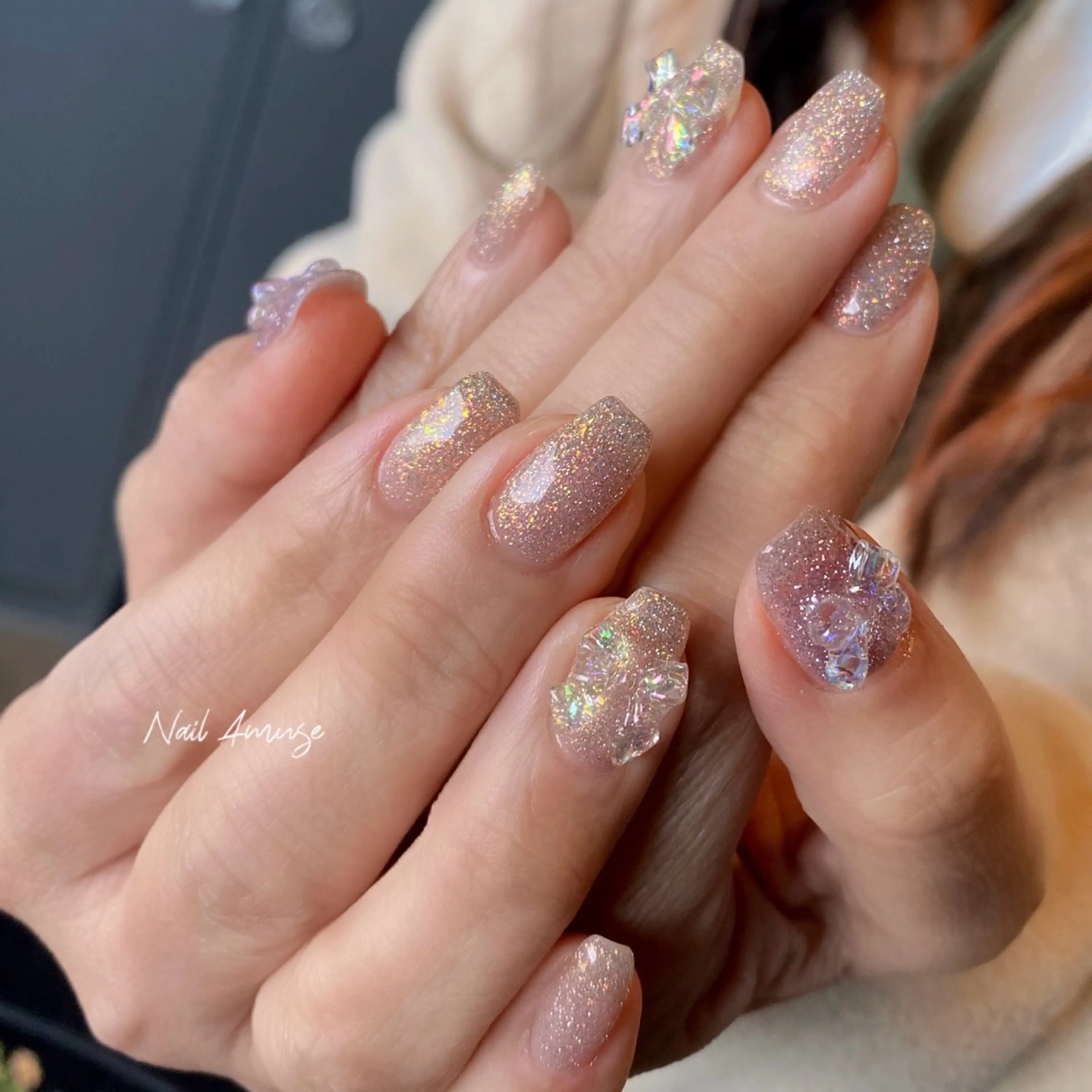 ネイル フラッシュネイル amuse 手書きニュアンスのネイルデザイン