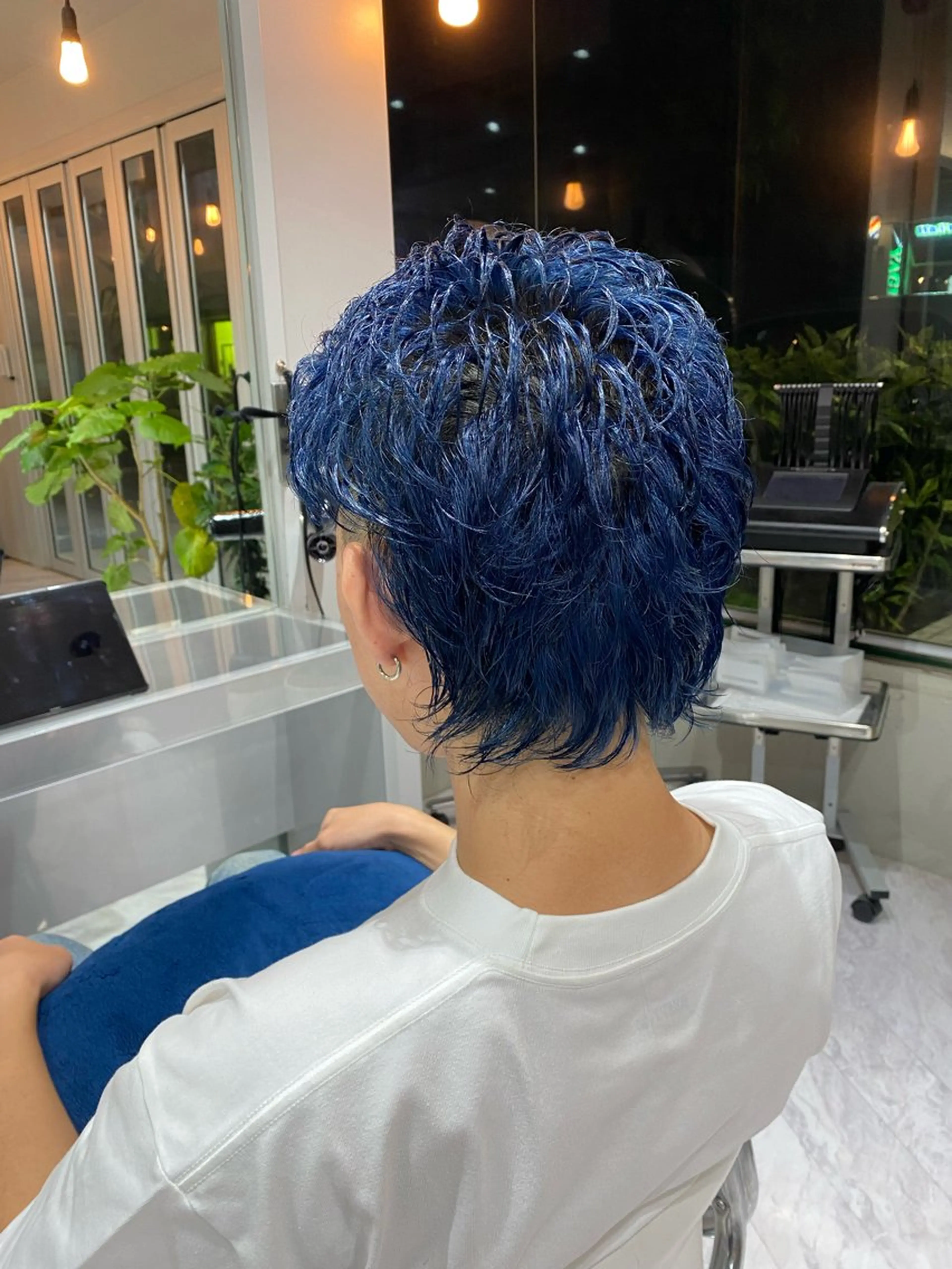 ショート カラー メンズ メンズブリーチ メンズウルフカット ブリーチ ブルーカラー ネイビーカラー Riganuts池袋 Hayato✂︎のヘアスタイル