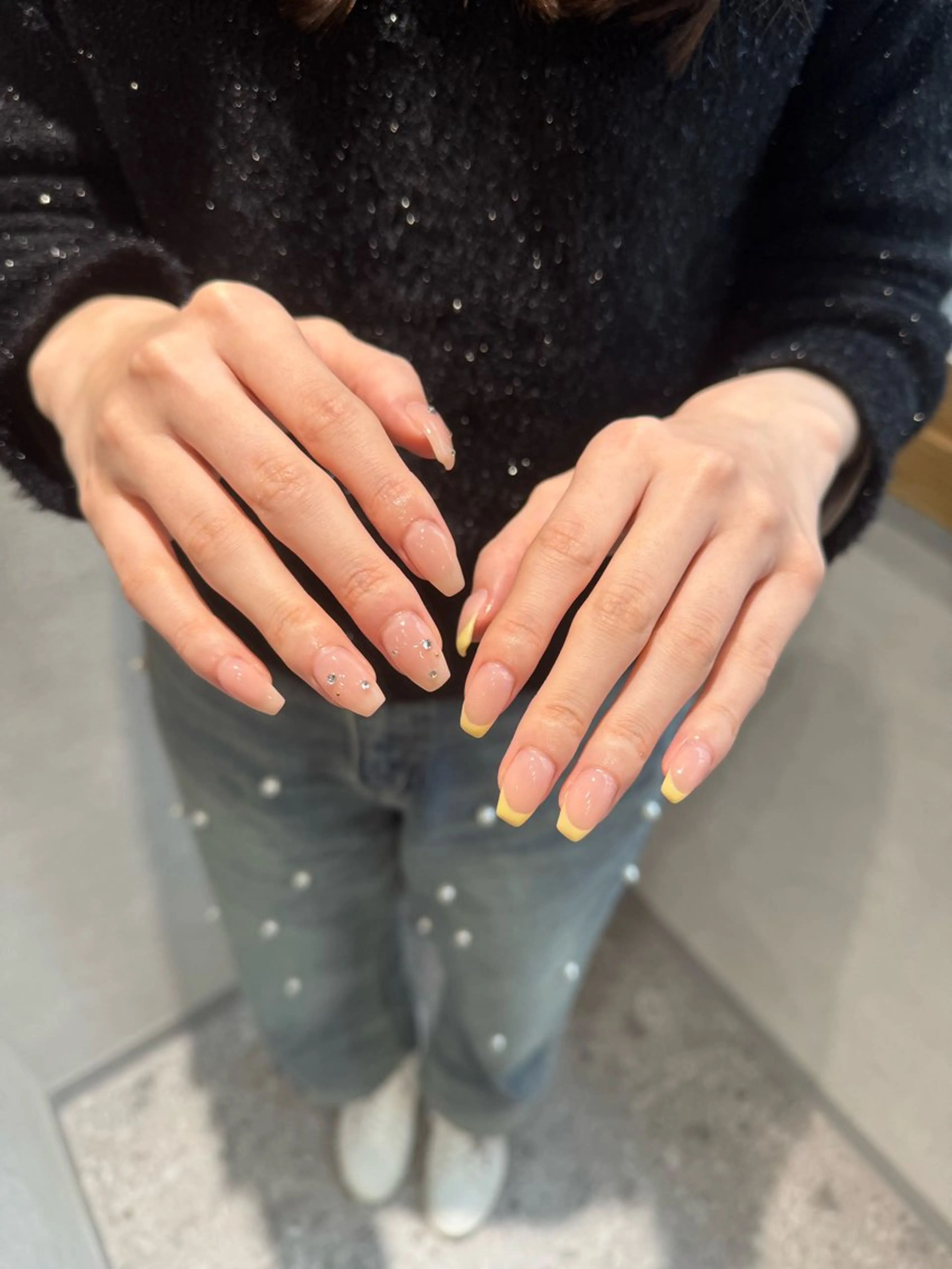 ネイル アートネイル フレンチネイル 黄色 Rommy Arisaのネイルデザイン