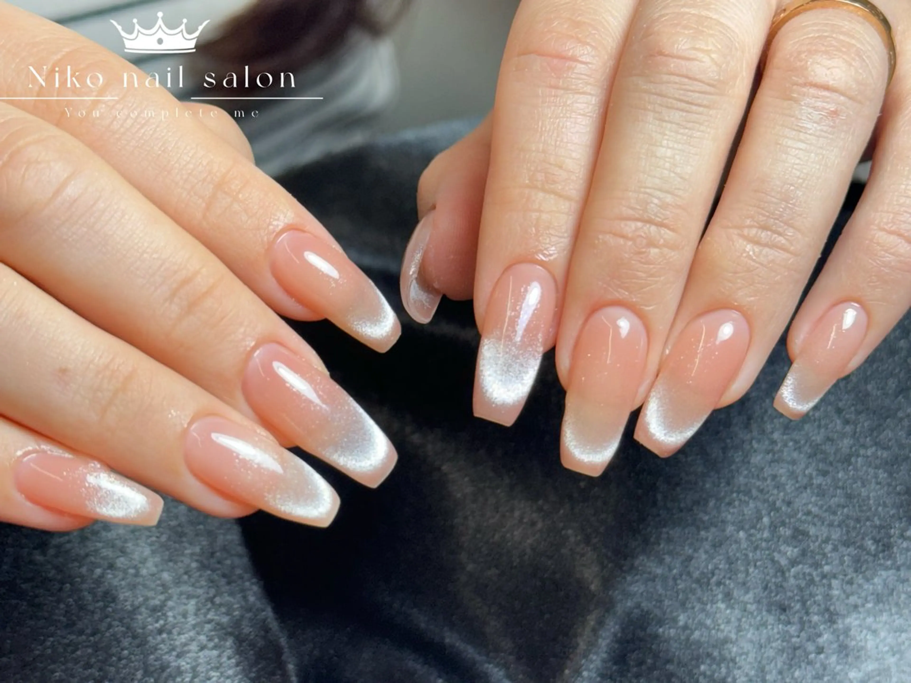 ネイル チークネイル フットネイル フレンチネイル ジェルネイル ガラスフレンチ 柚子 Nikoのネイルデザイン