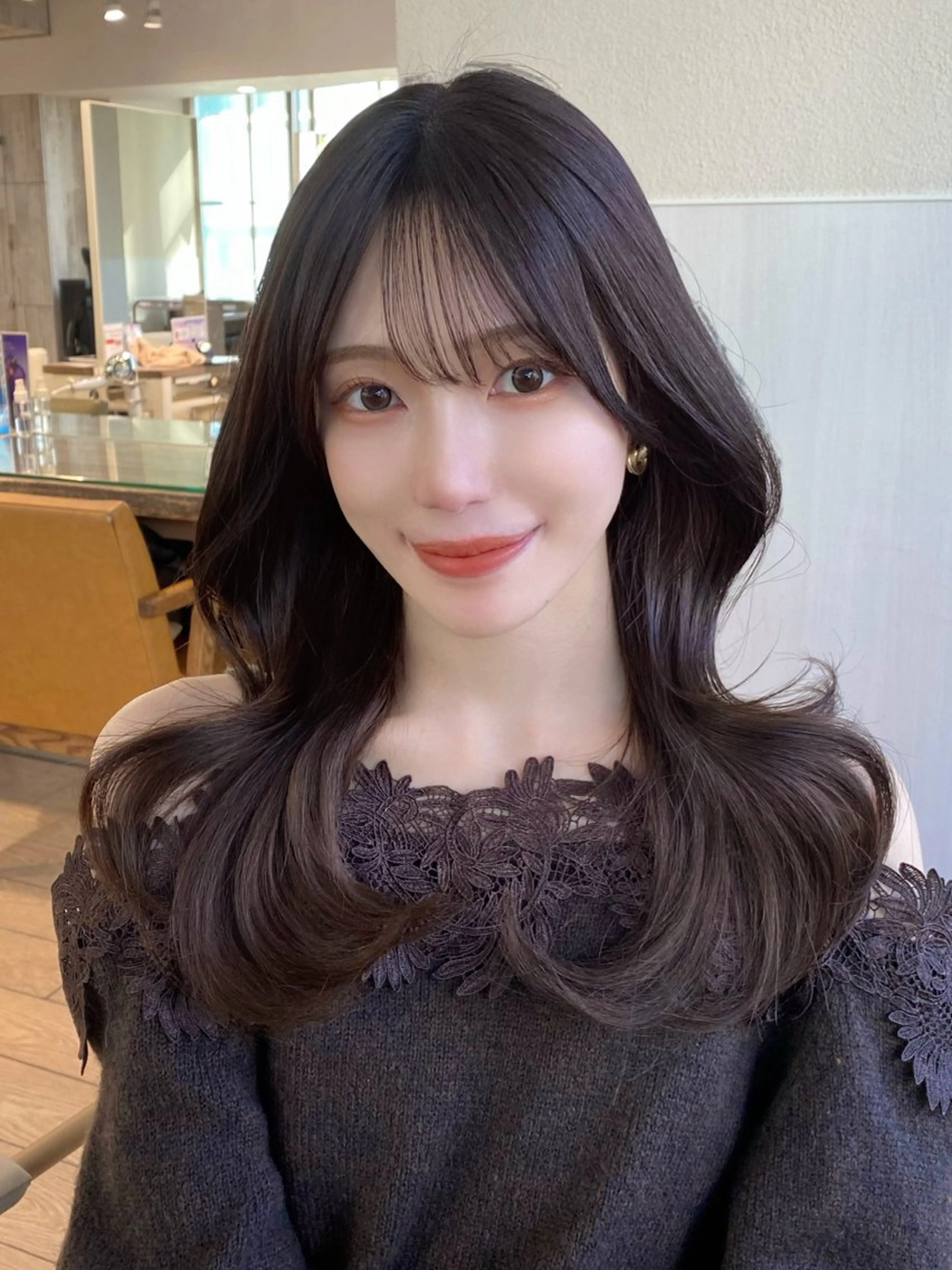 ミディアム カット ヘアカラー トリートメント RIHO/愛されモテ /透明感カラーのヘアスタイル