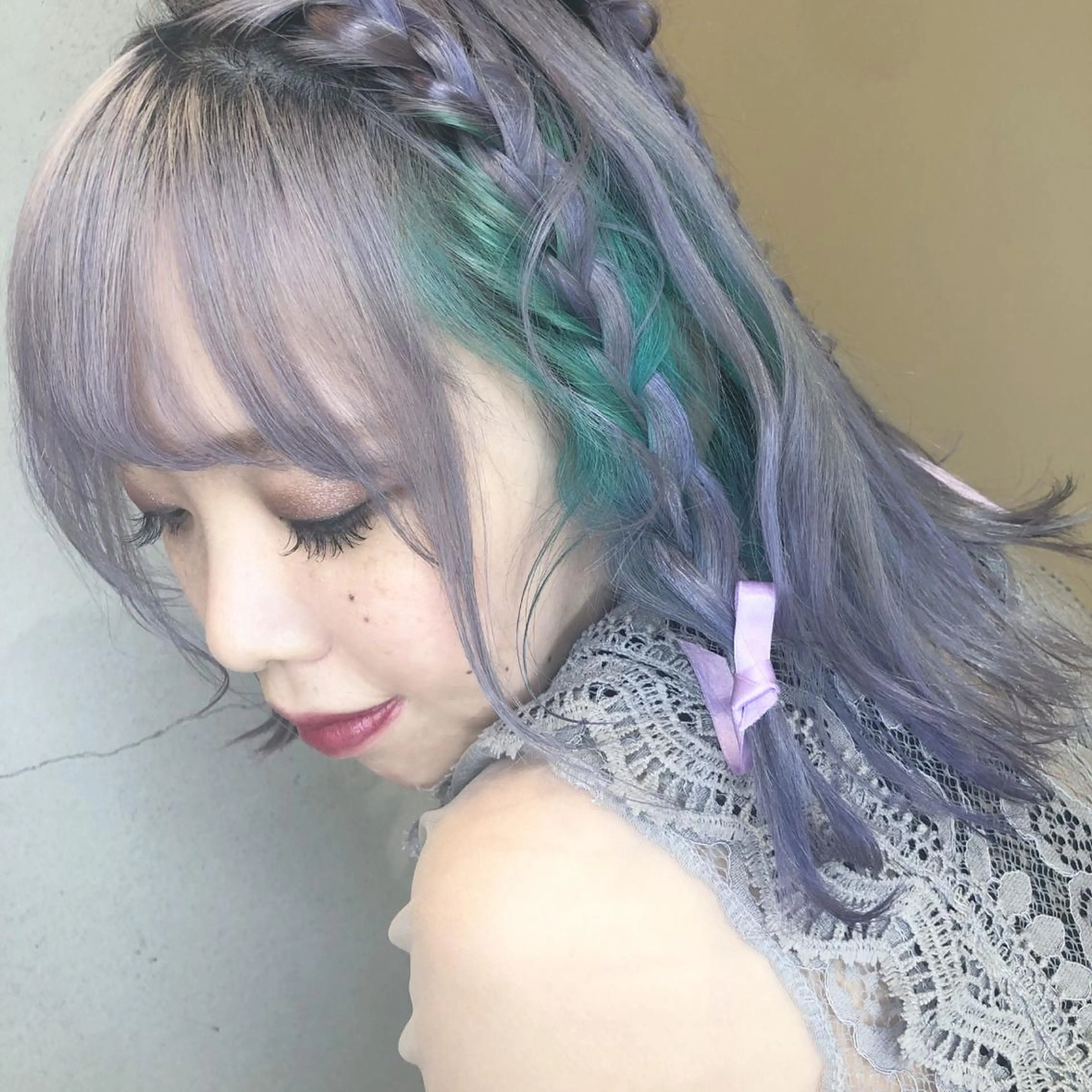 ミディアム カラー ヘアアレンジ ユニコーンカラー ORIKA 美容室のヘアスタイル