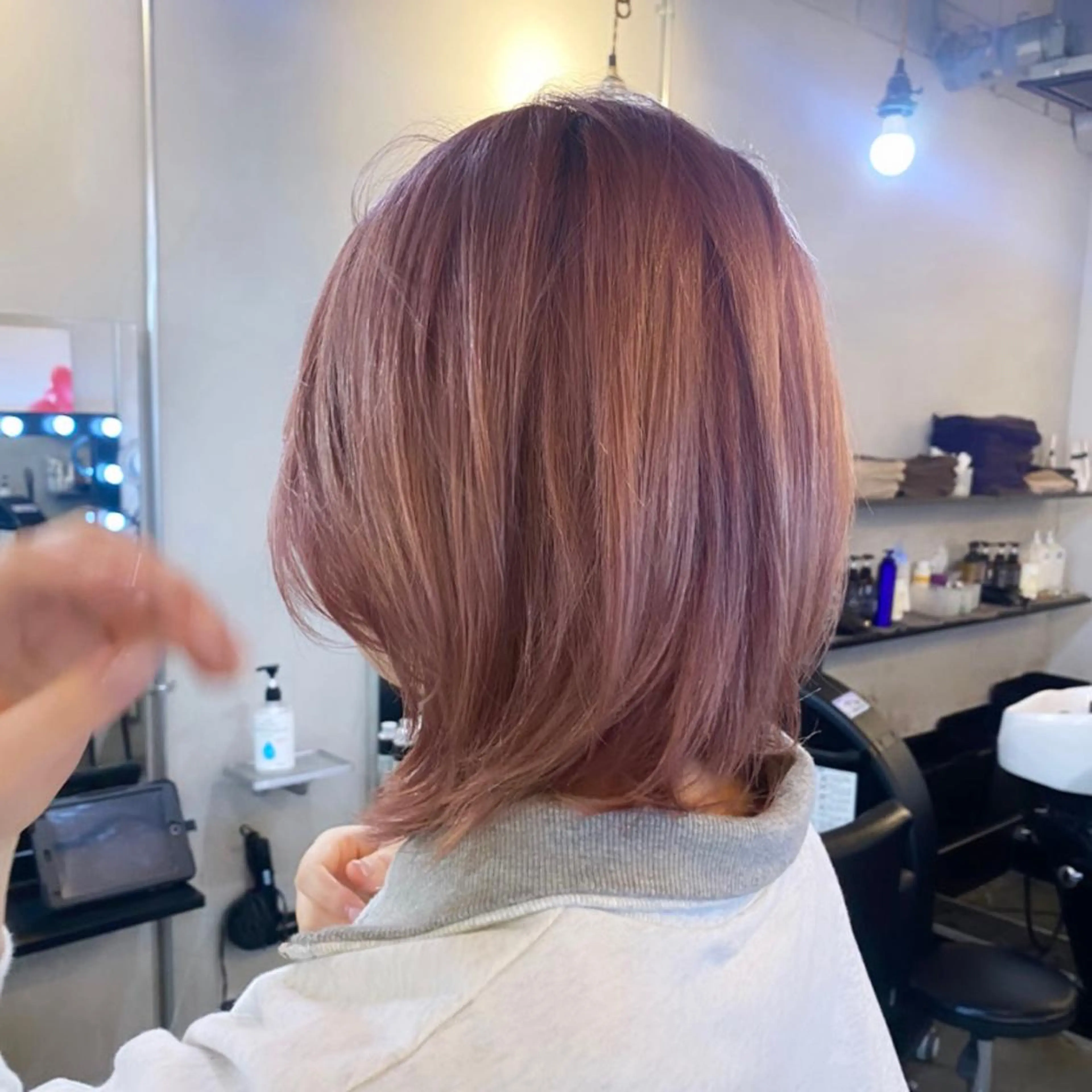 ミディアム カラー アッシュ ベージュカラー 黒髪 ブルーカラー ブルーブラック 透明感/韓国風 🤍moeka🤍のヘアスタイル