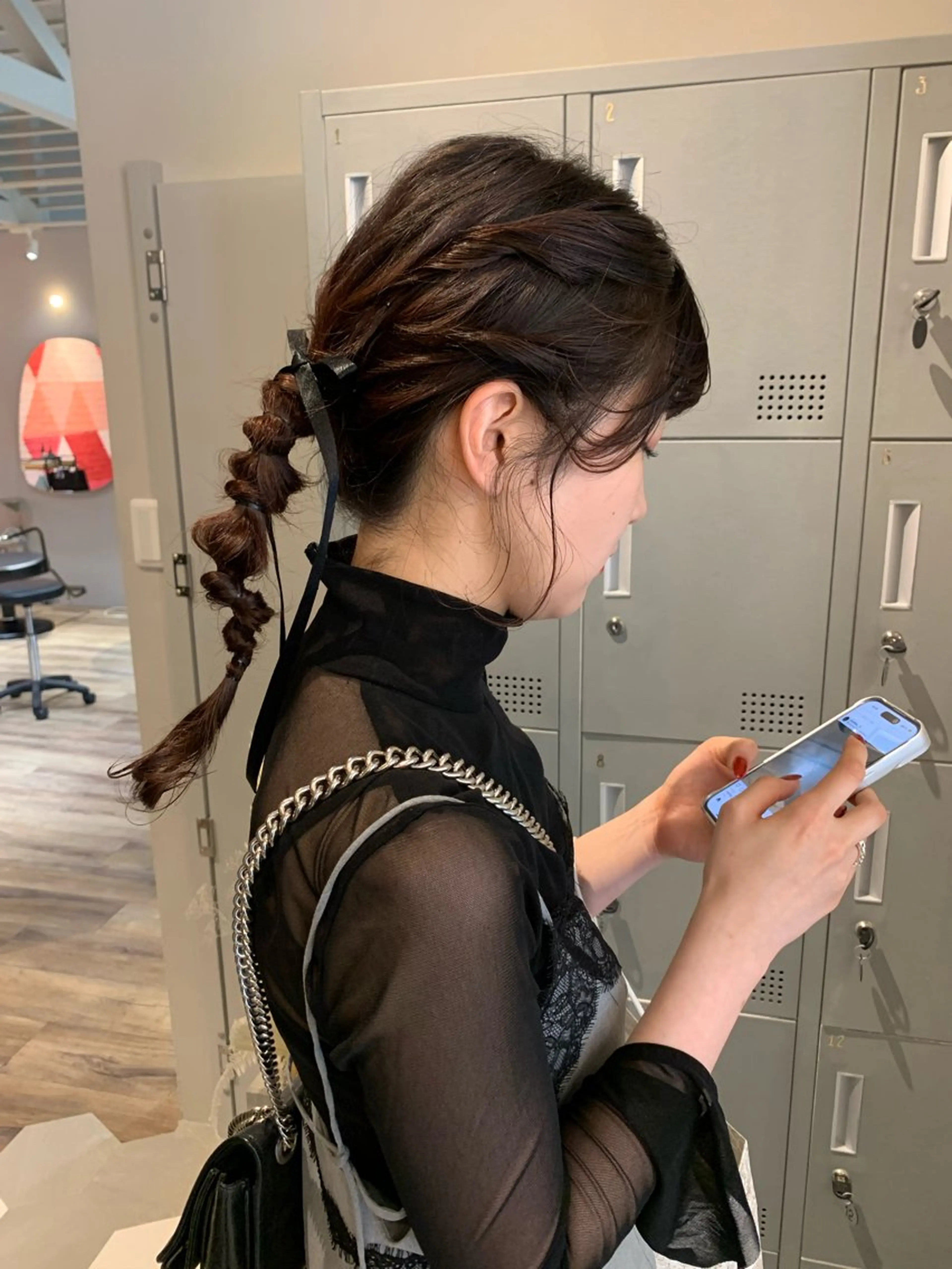 セミロング ヘアアレンジ ヘアセット ブリーチ/アレンジ 天満/chihiroのヘアスタイル