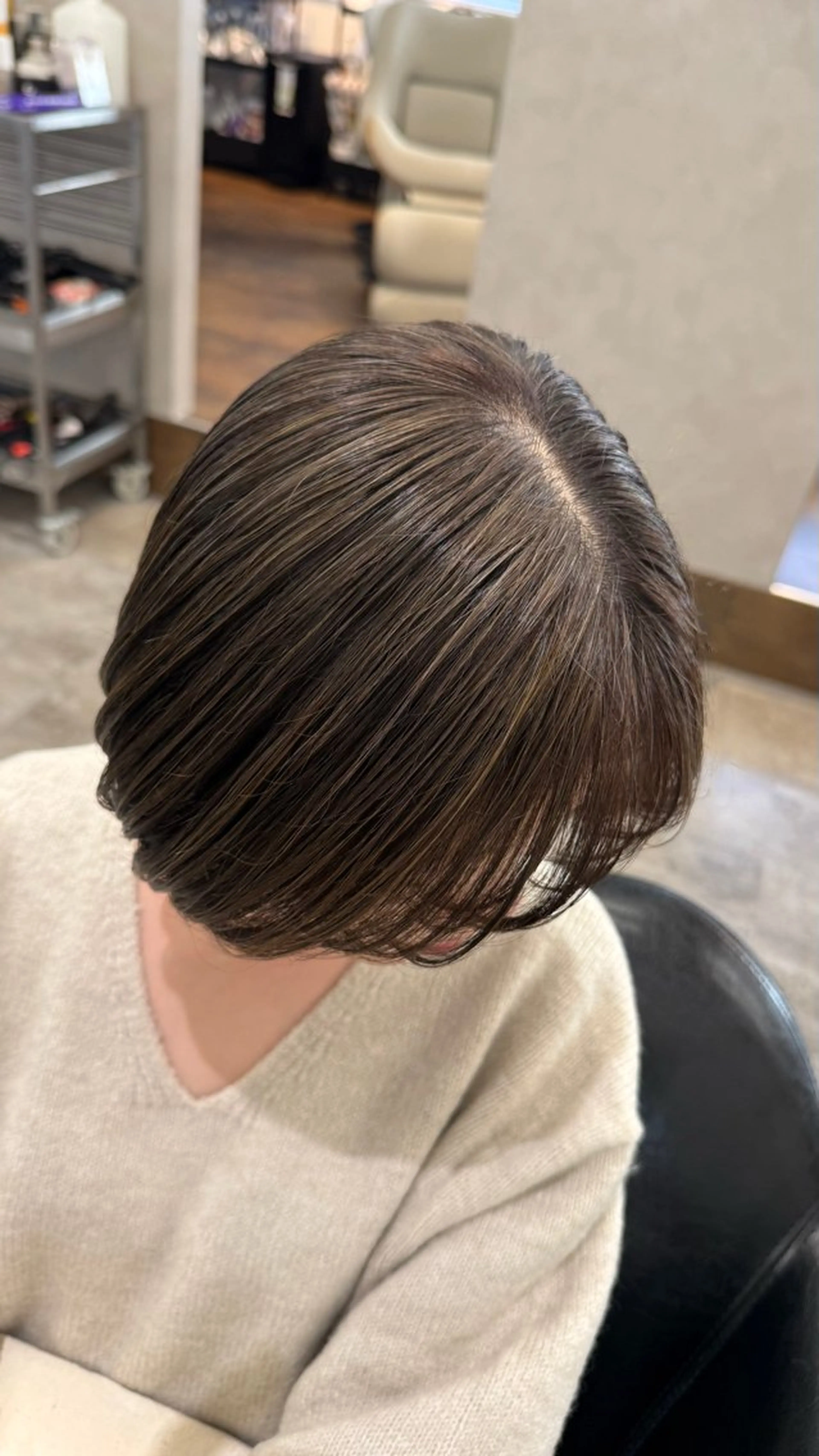 ショート カラー ベージュカラー ハイライトカラー オリーブベージュ ハイライト カット ヘアカラー トリートメント 白髪ぼかし 👒堀江・ヨンスクのヘアスタイル