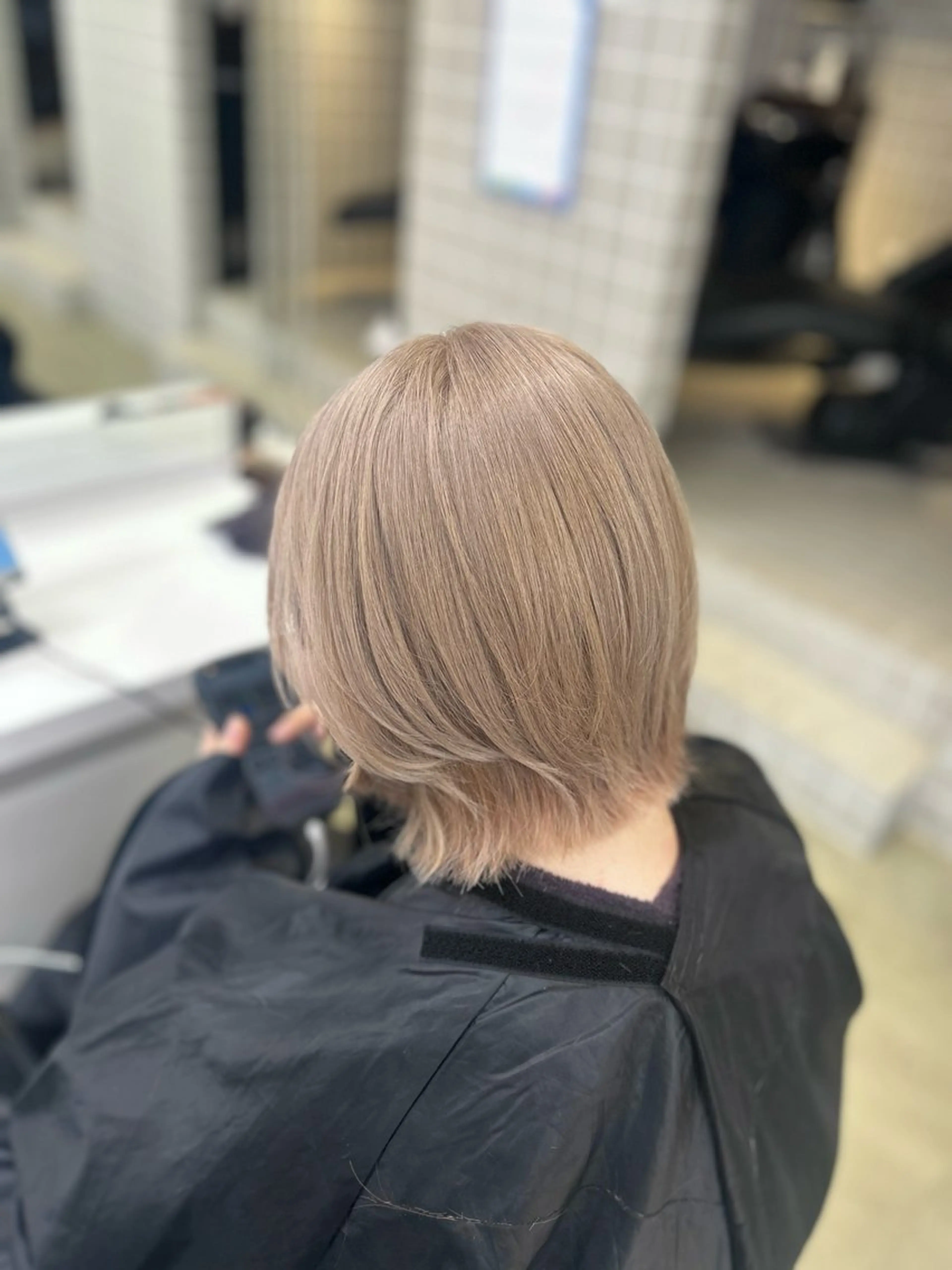 ショート カラー パーマ ヘアアレンジ メンズ キッズ ブリーチなしカラー/ ブラウン/レイヤーのヘアスタイル