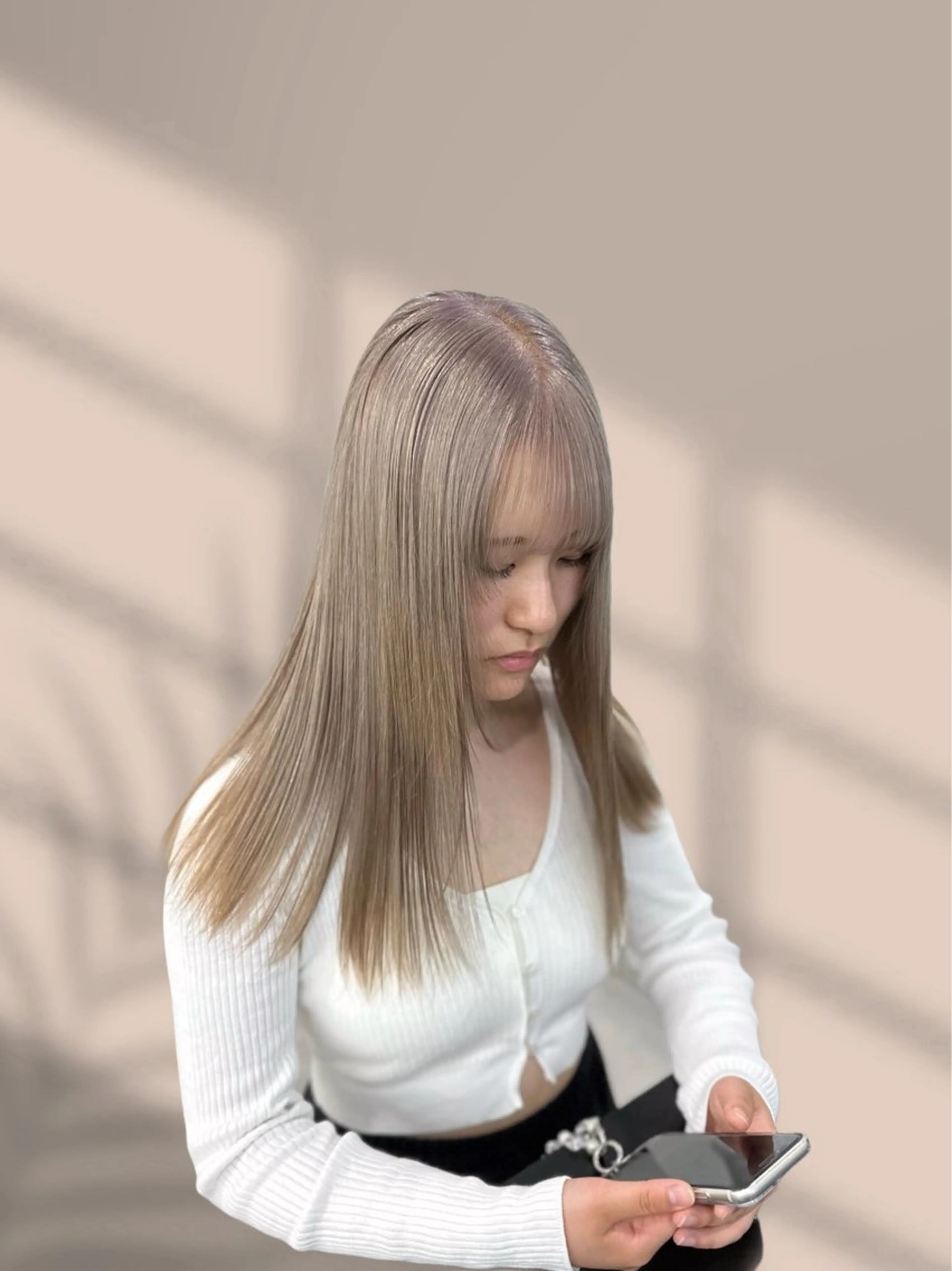 ロング カラー ヘアカラー トリートメント ヘアセット くすみミルクティー／ ブラウン🪡TOWAのヘアスタイル