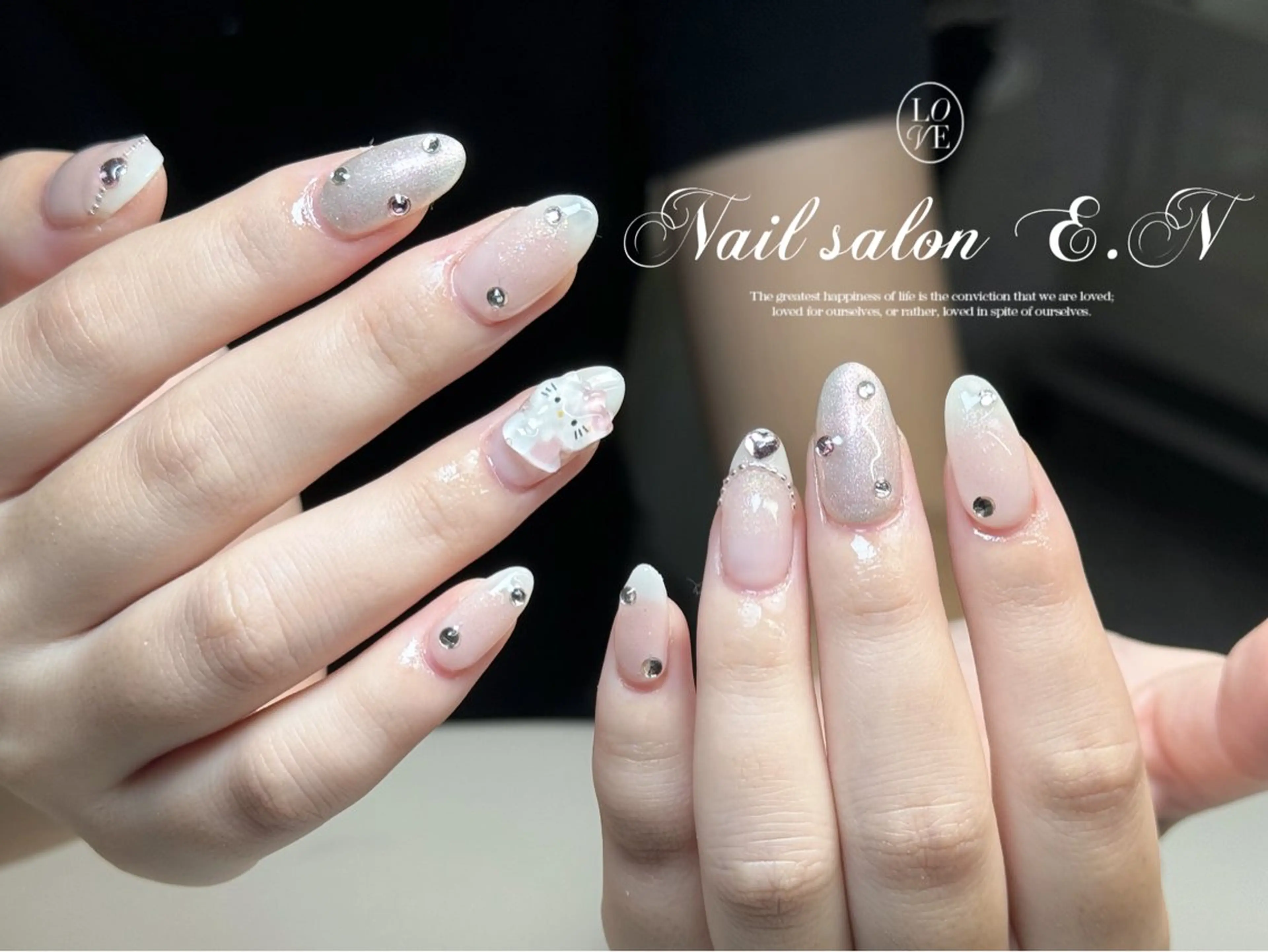 ネイル アートネイル オーロラネイル ガーリー キラキラネイル 韓国ネイル E.N🦋 長さ出し/持ち込みのネイルデザイン