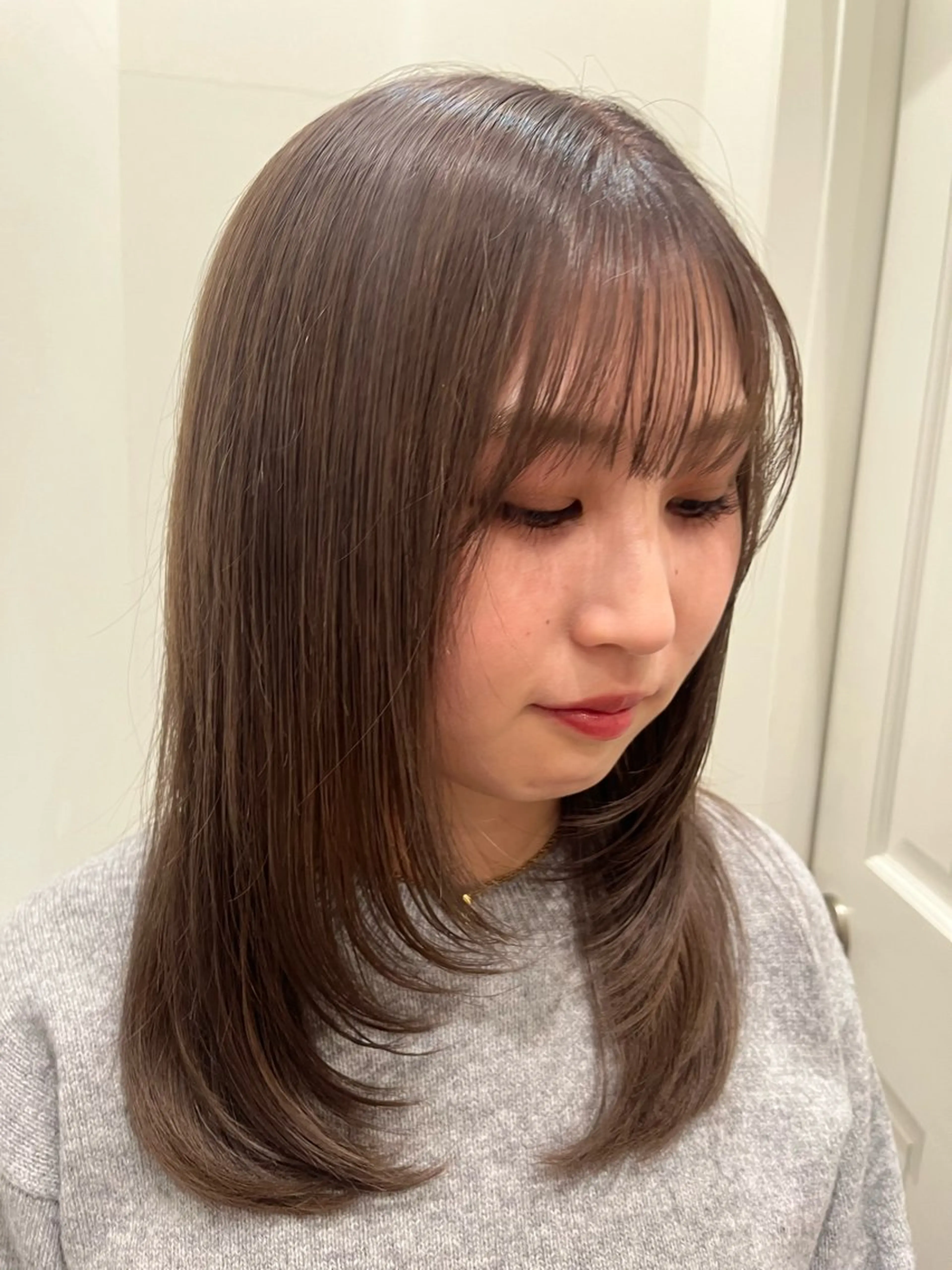 セミロング ヘアカラー 暖色カラー/似合わせ カット/名古屋/辻のヘアスタイル