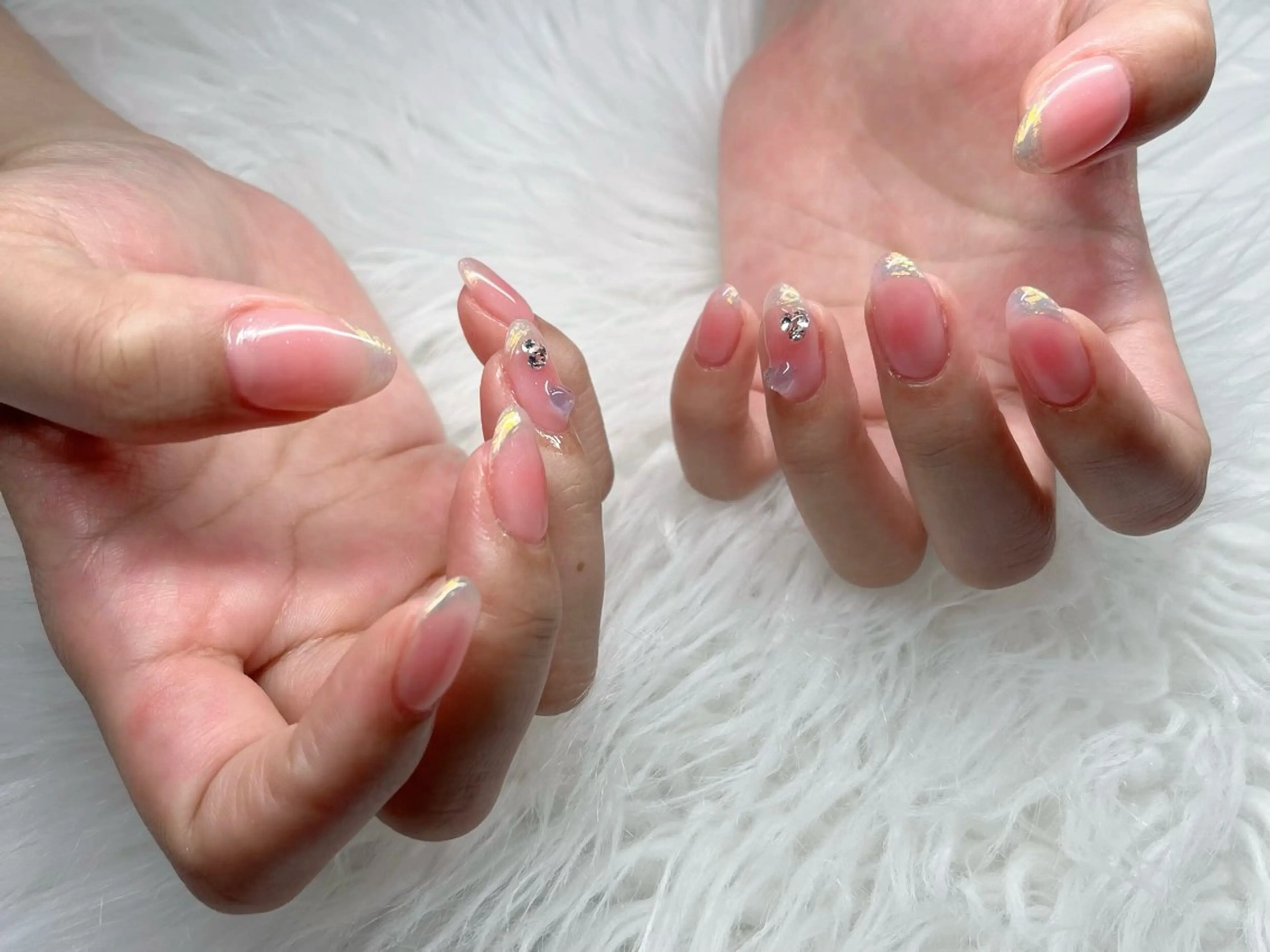 ネイル オーロラネイル フレンチネイル ガラスフレンチ ロングネイル マグネットネイル ハンドネイル XIMINANAIL SALON堀江店のネイルデザイン