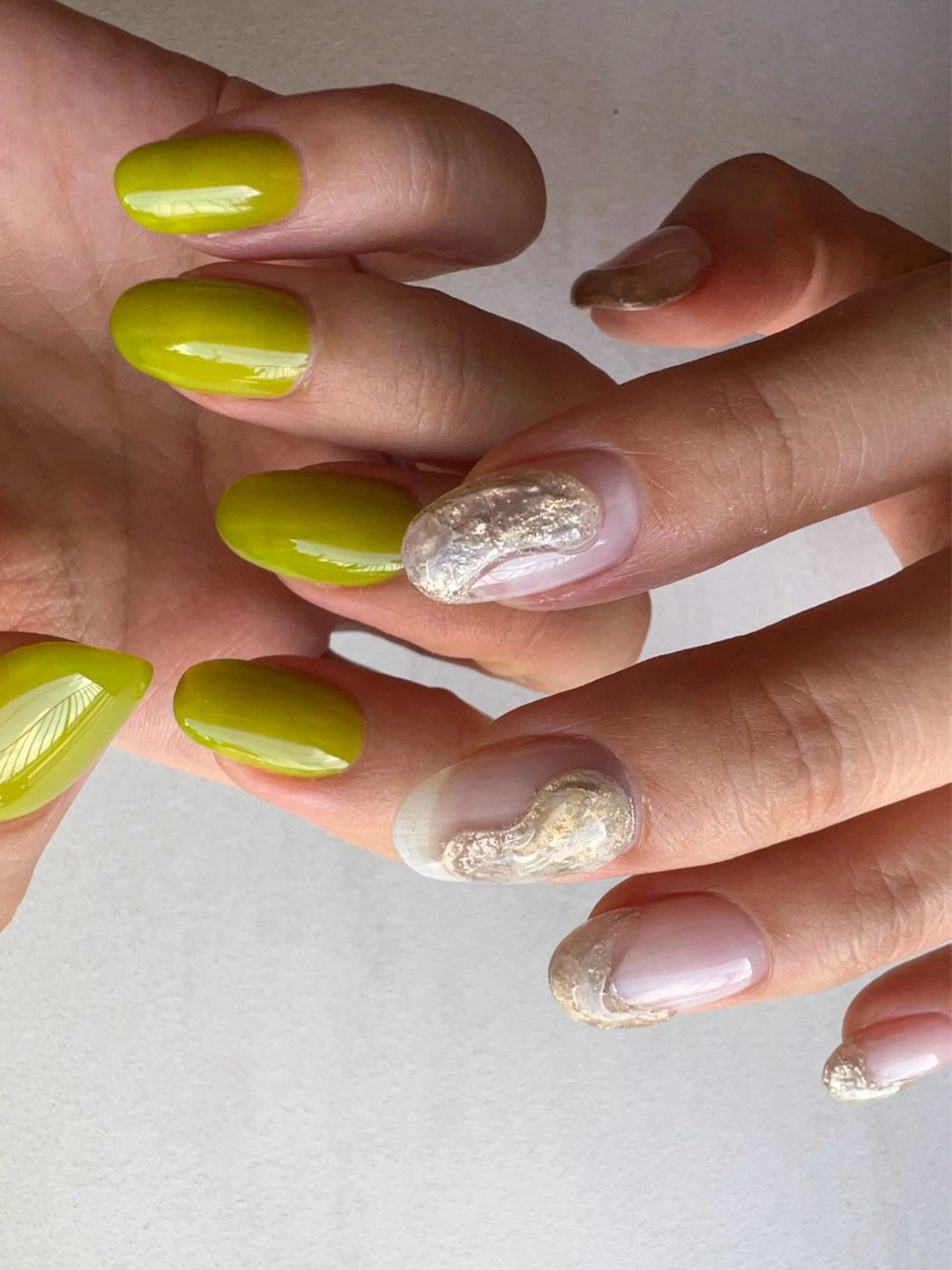 ご新規様オフ代無料/アシンメトリー5本アート+5本ワンカラーの写真