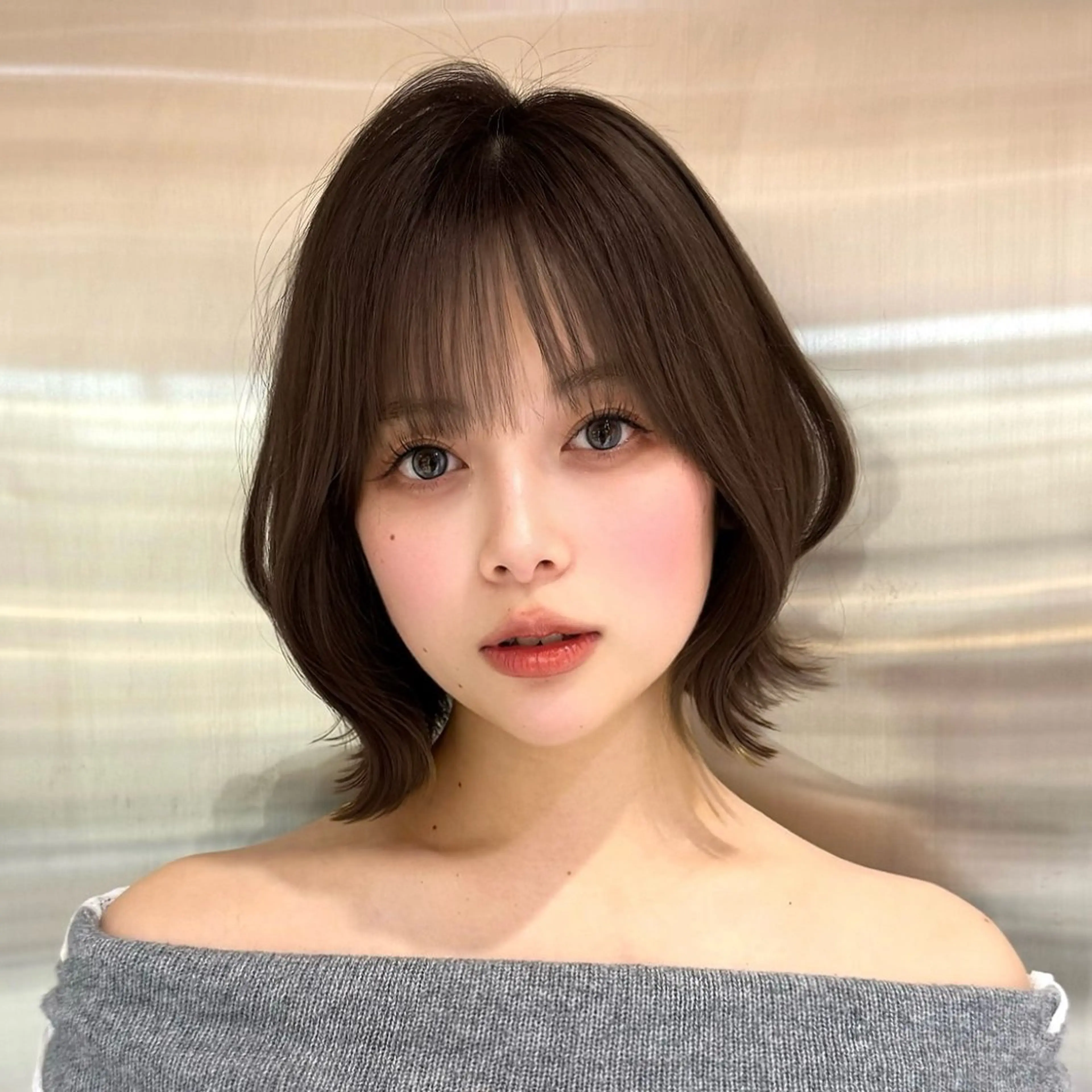 ミディアム カラー ヘアアレンジ ボブレイヤー 透明感カラー ボブ 韓国風ヘア レイヤーカット 韓国ボブ/髪質改善 /新宿/Rumiのヘアスタイル