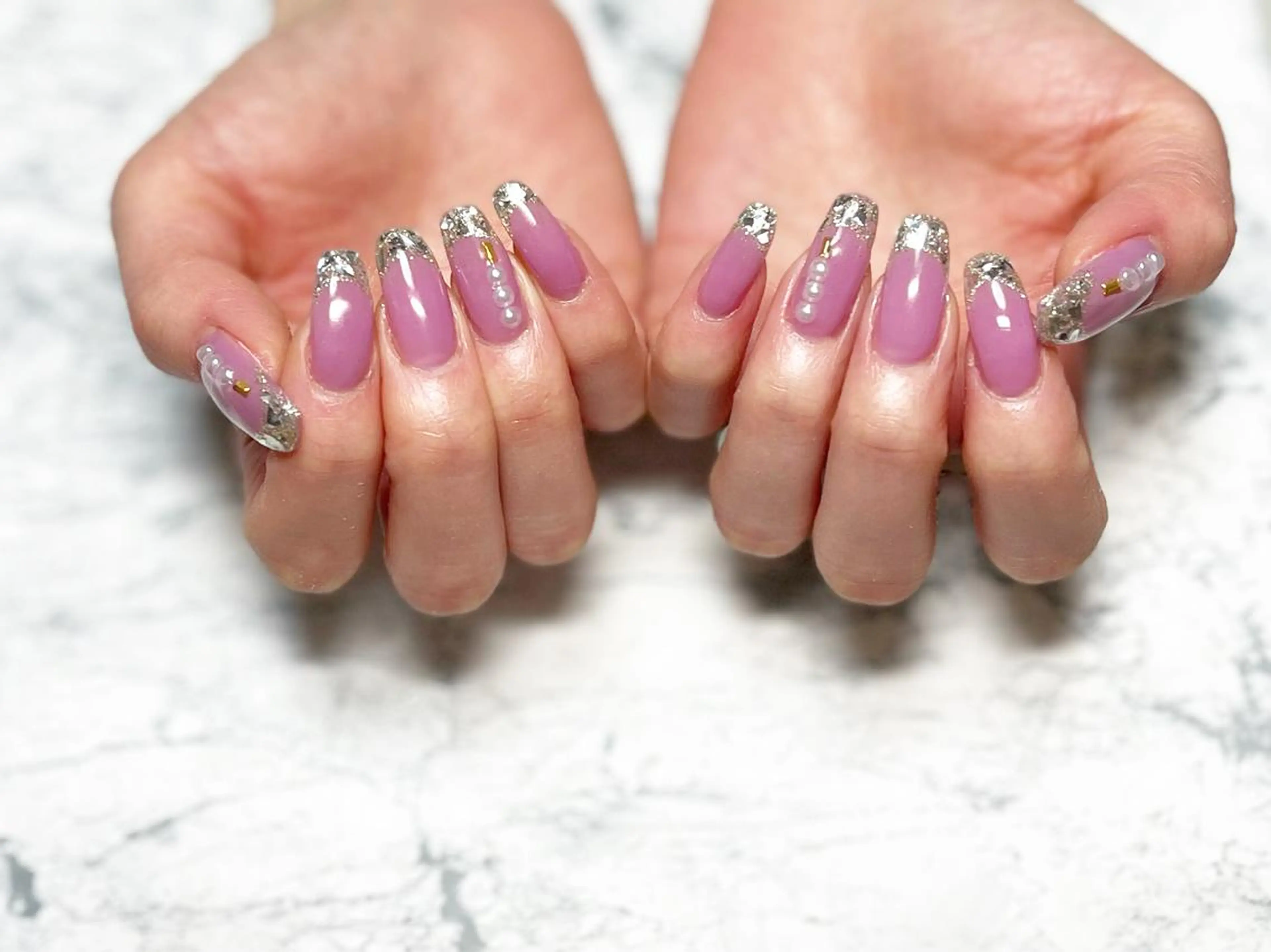 ネイル フットネイル フレンチネイル ガラスフレンチ ニュアンスネイル シンプルネイル ネイル フフラ所属・nail fufla ♡yamane♡のネイルデザイン