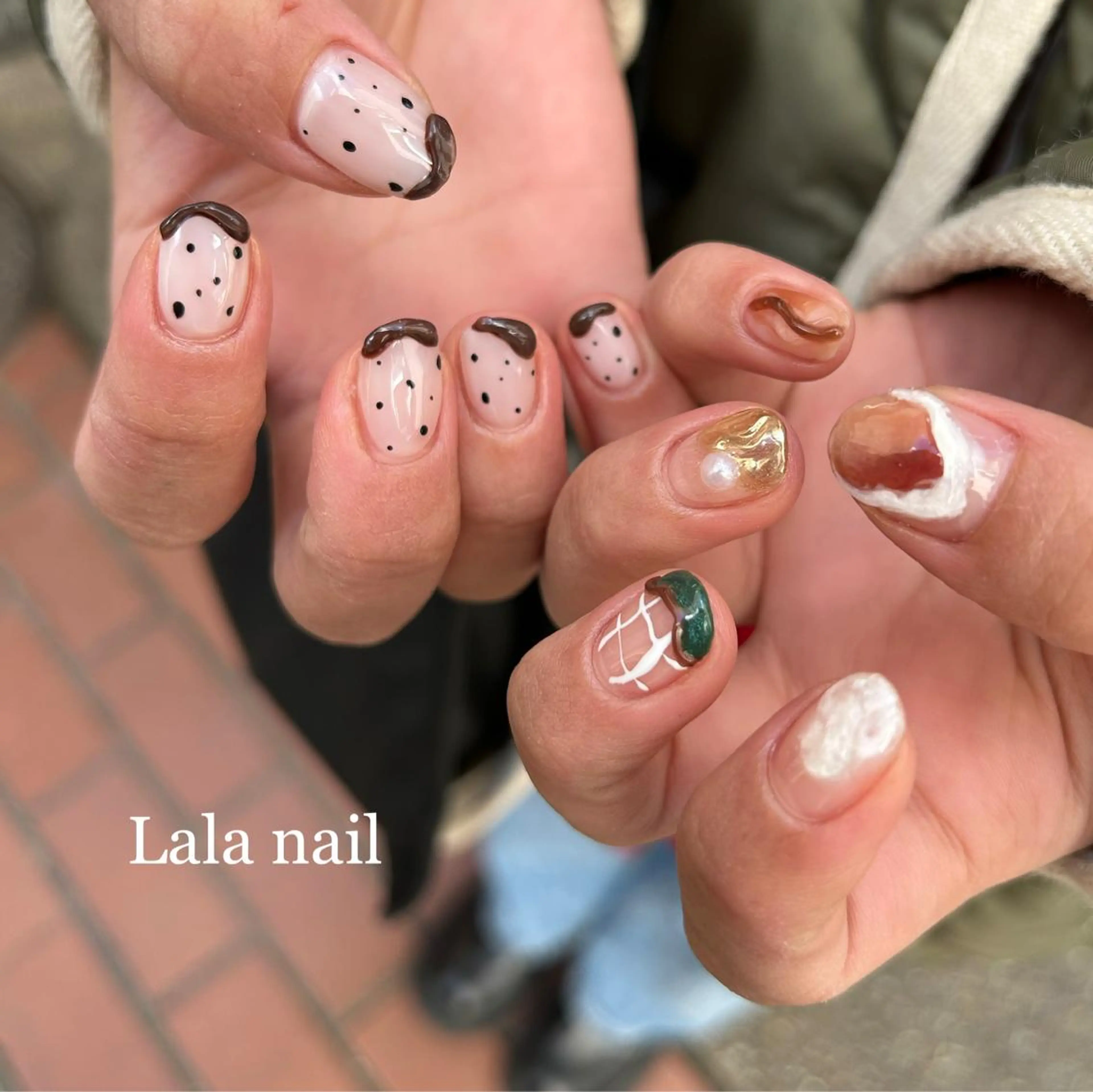 ネイル ニュアンスネイル ぷっくりネイル ショートネイル 春ネイル Lala nailのネイルデザイン