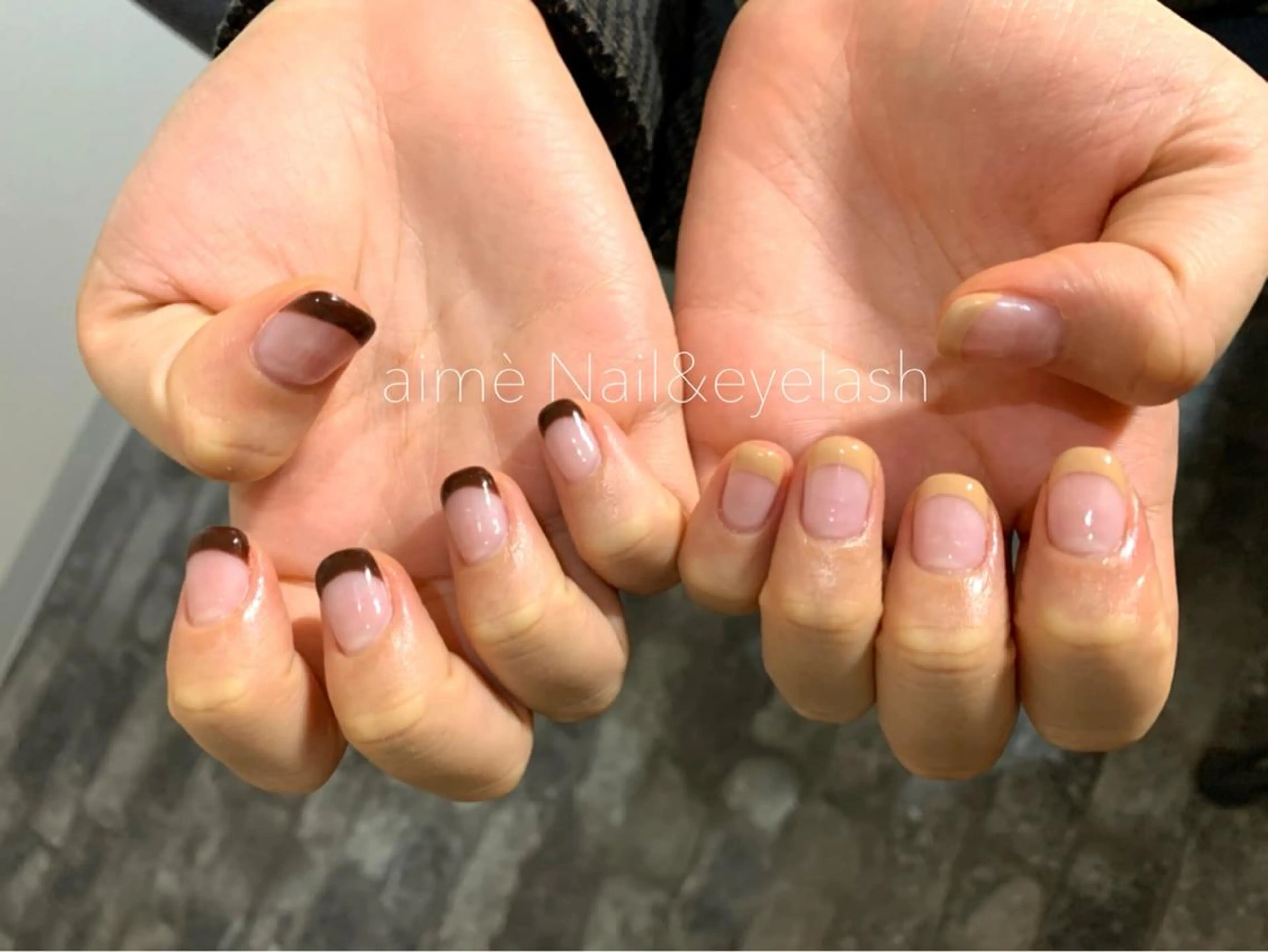 ネイル ブラウン aime 中崎町のネイルデザイン