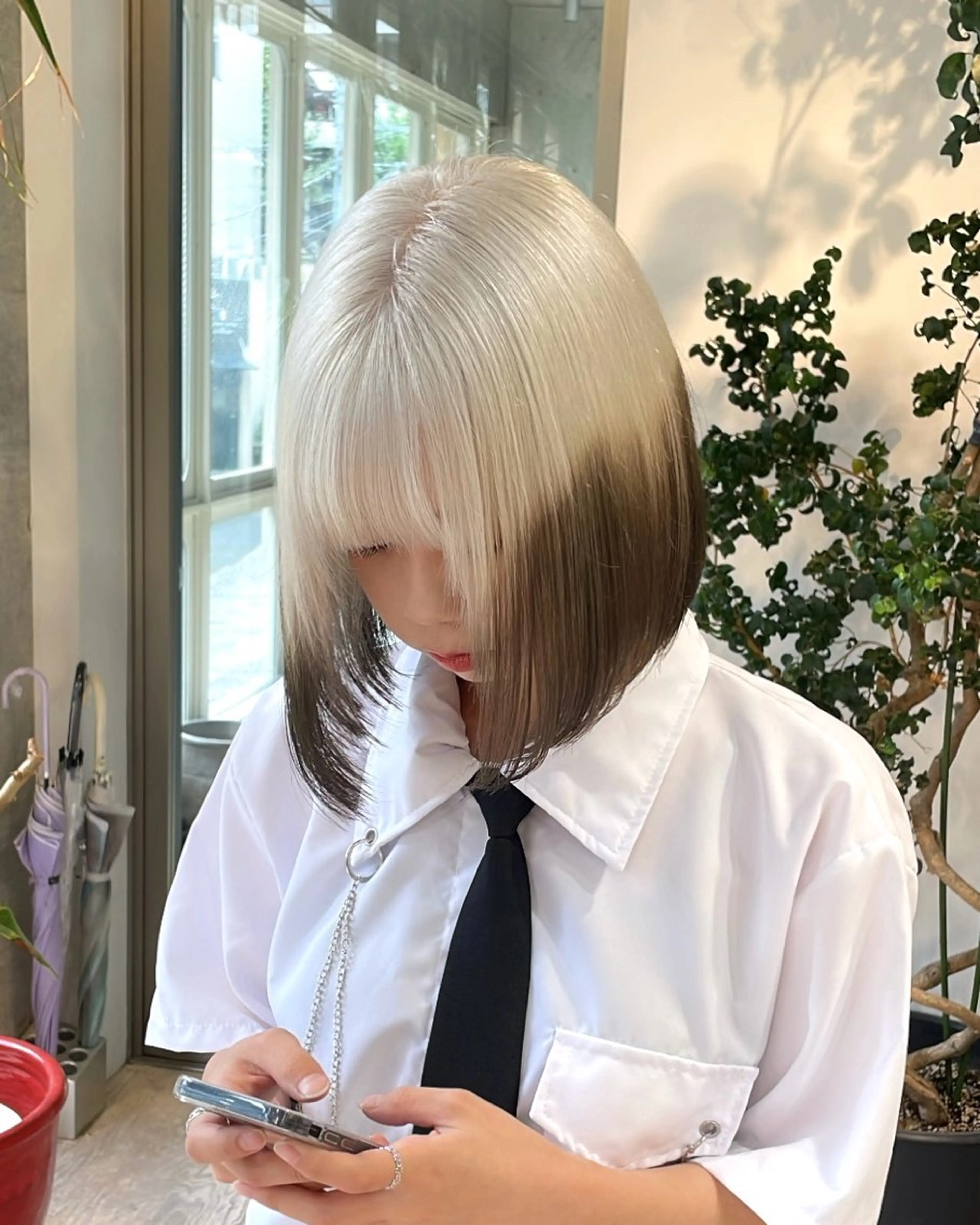 ミディアム カラー ヘアカラー トリートメント 色落ち綺麗透明感カラ /ボブ/ナカツヒカルのヘアスタイル