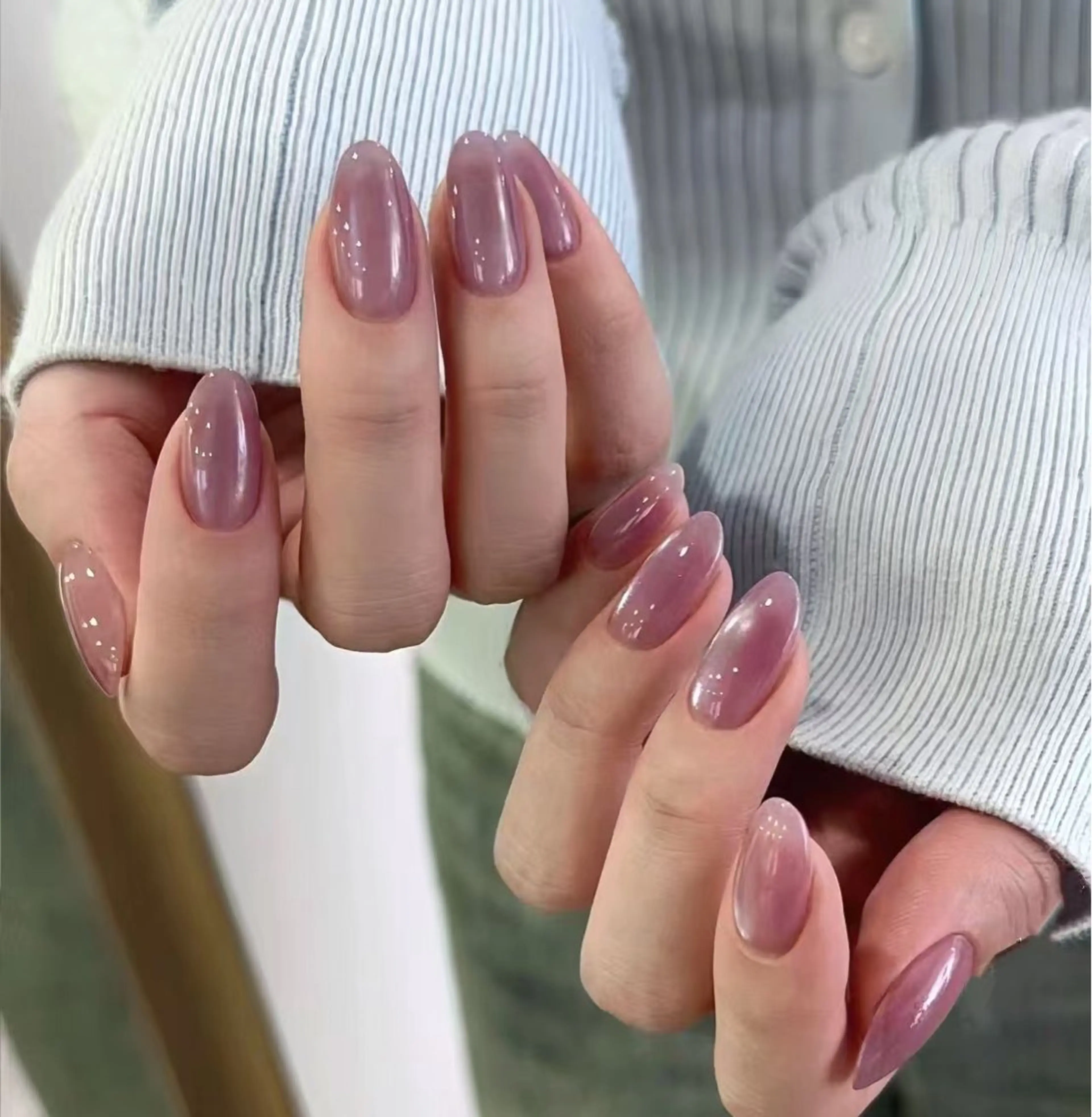 ネイル フラワーネイル フレンチネイル ジェルネイル ガラスフレンチ ハート ハンドネイル BabyYouMi ねねのネイルデザイン