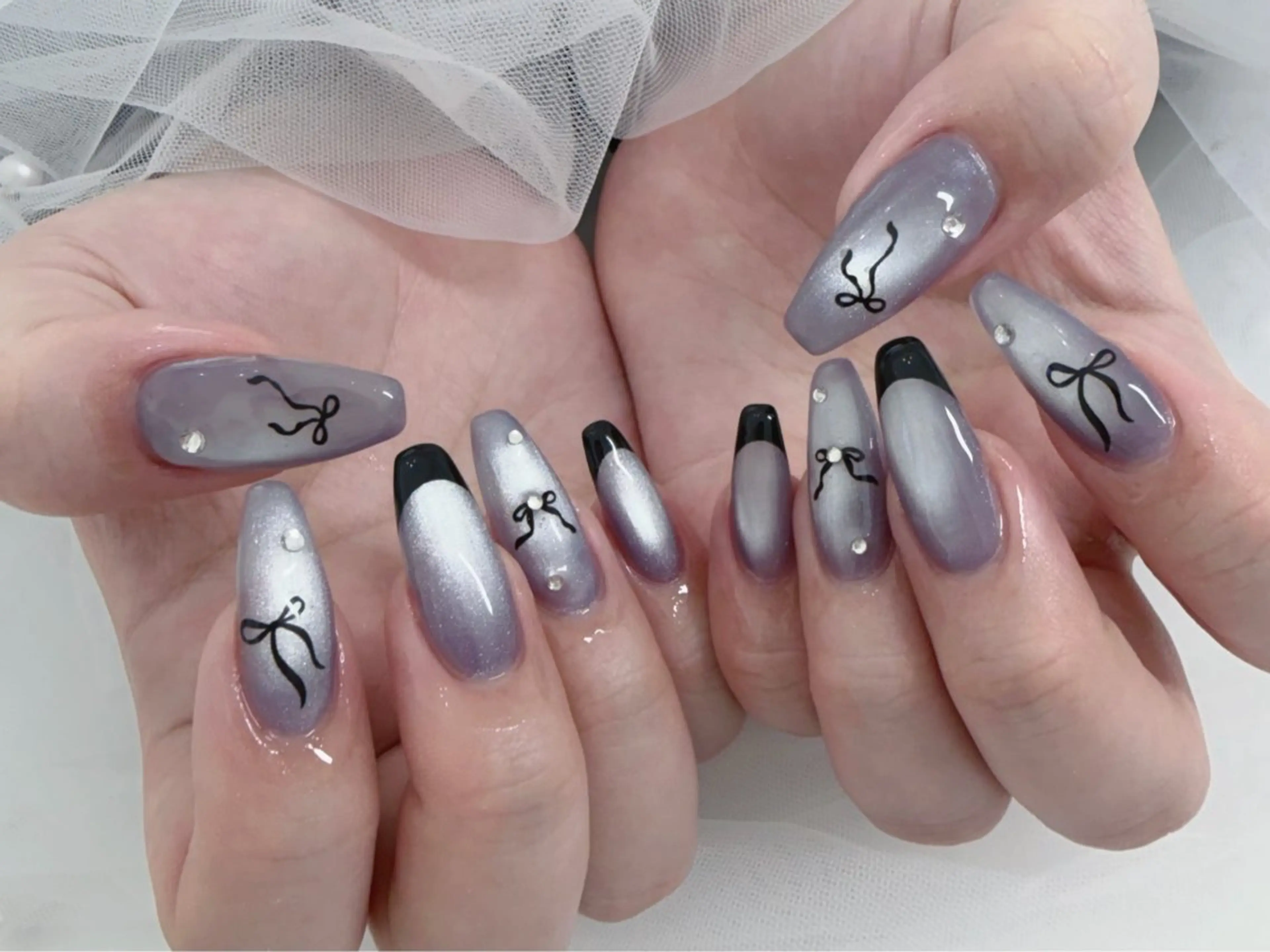 ロング ハンドネイル 非対面ネイルサロン Eveのネイルデザイン