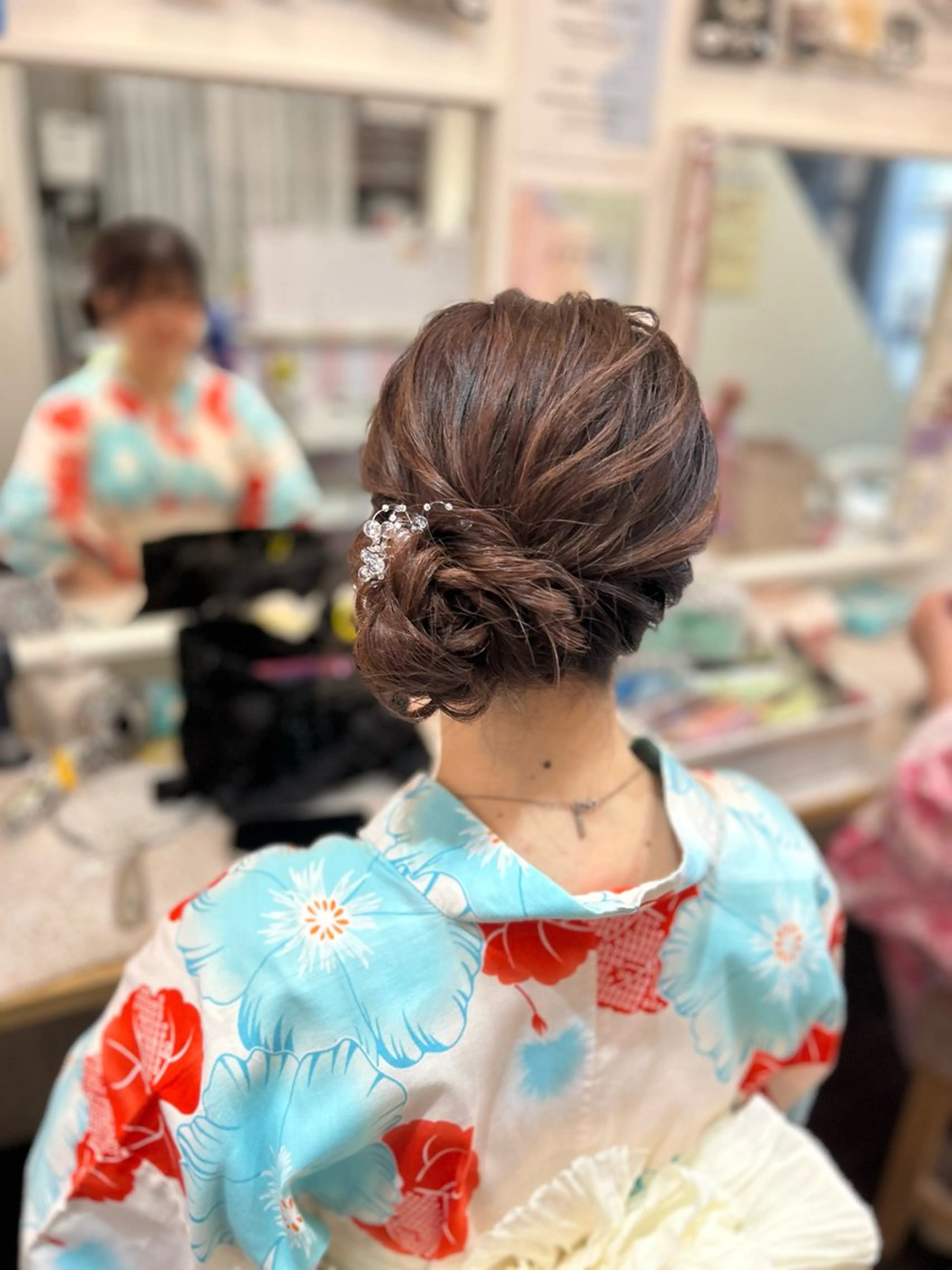 ロング ヘアアレンジ お団子ヘア 浴衣 心斎橋/セットサロン /ボイボイのヘアスタイル