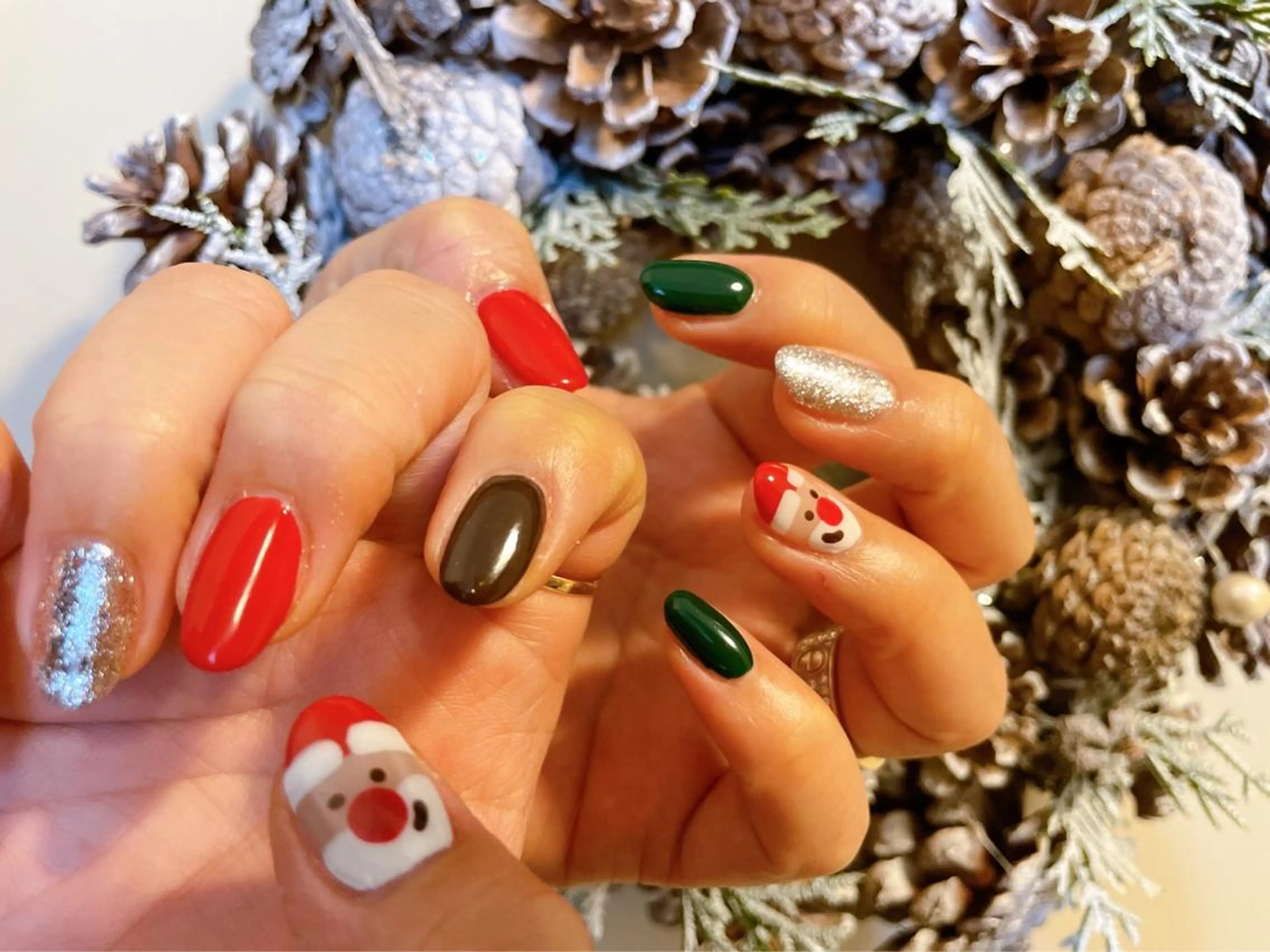 ネイル 冬ネイル クリスマス ハンドネイル kiki nail 二子玉川のネイルデザイン
