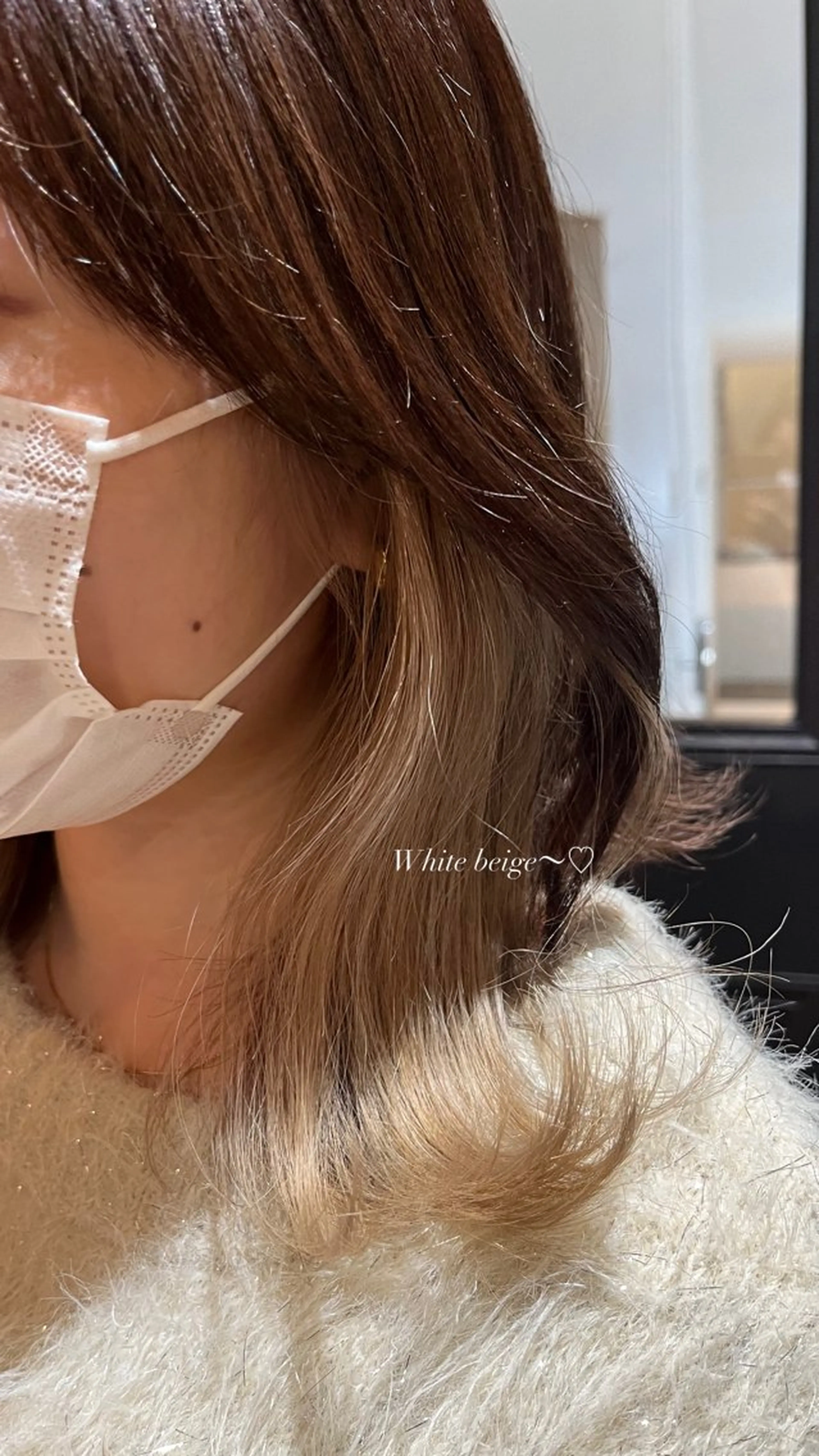 ミディアム カラー ベージュカラー カット ヘアカラー トリートメント 光本 杏のヘアスタイル