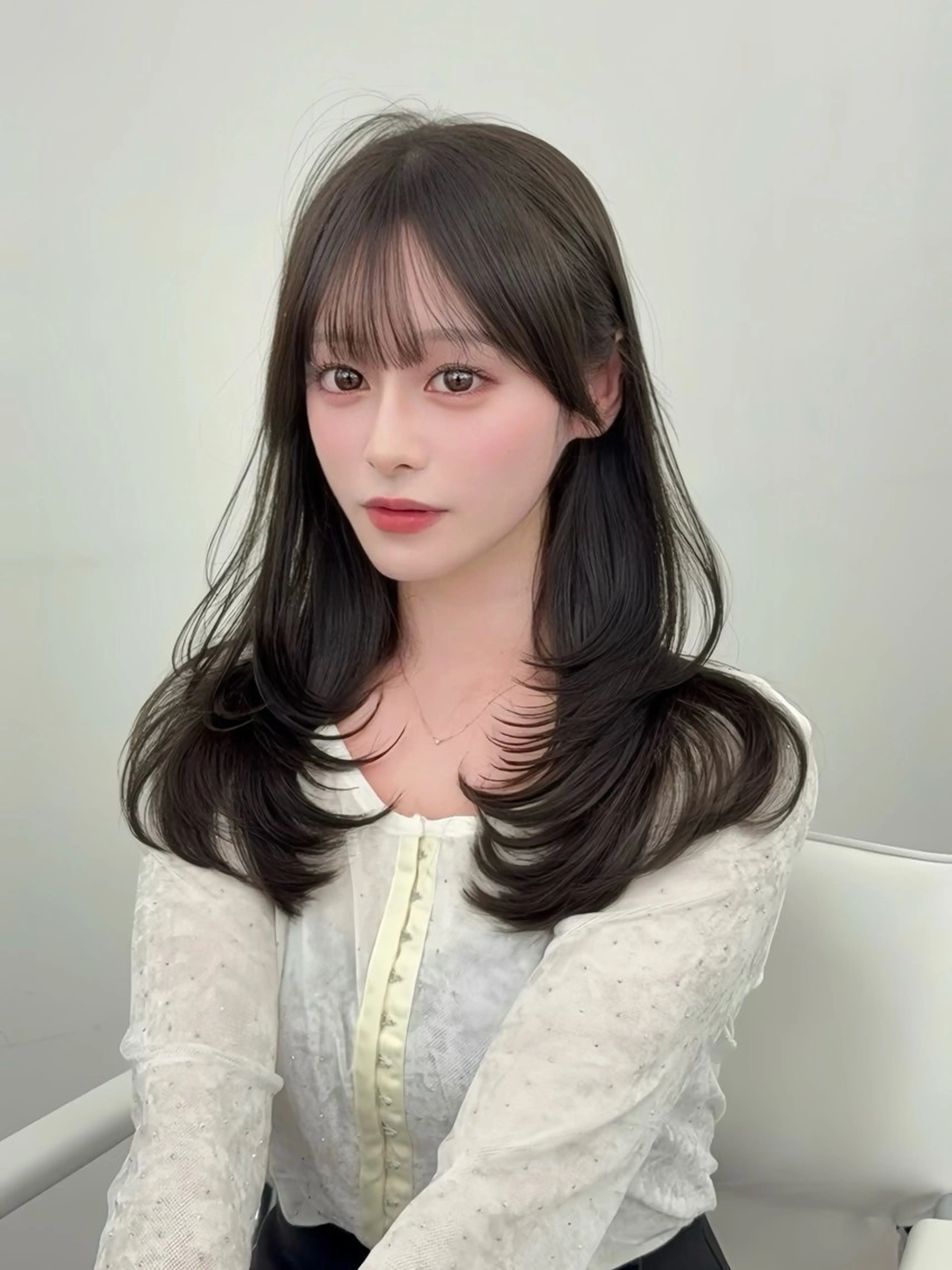 ロング カラー 小顔カット カット ヘアカラー トリートメント 韓国ヘア/レイヤー/ 顔まわり足立遥奈のヘアスタイル