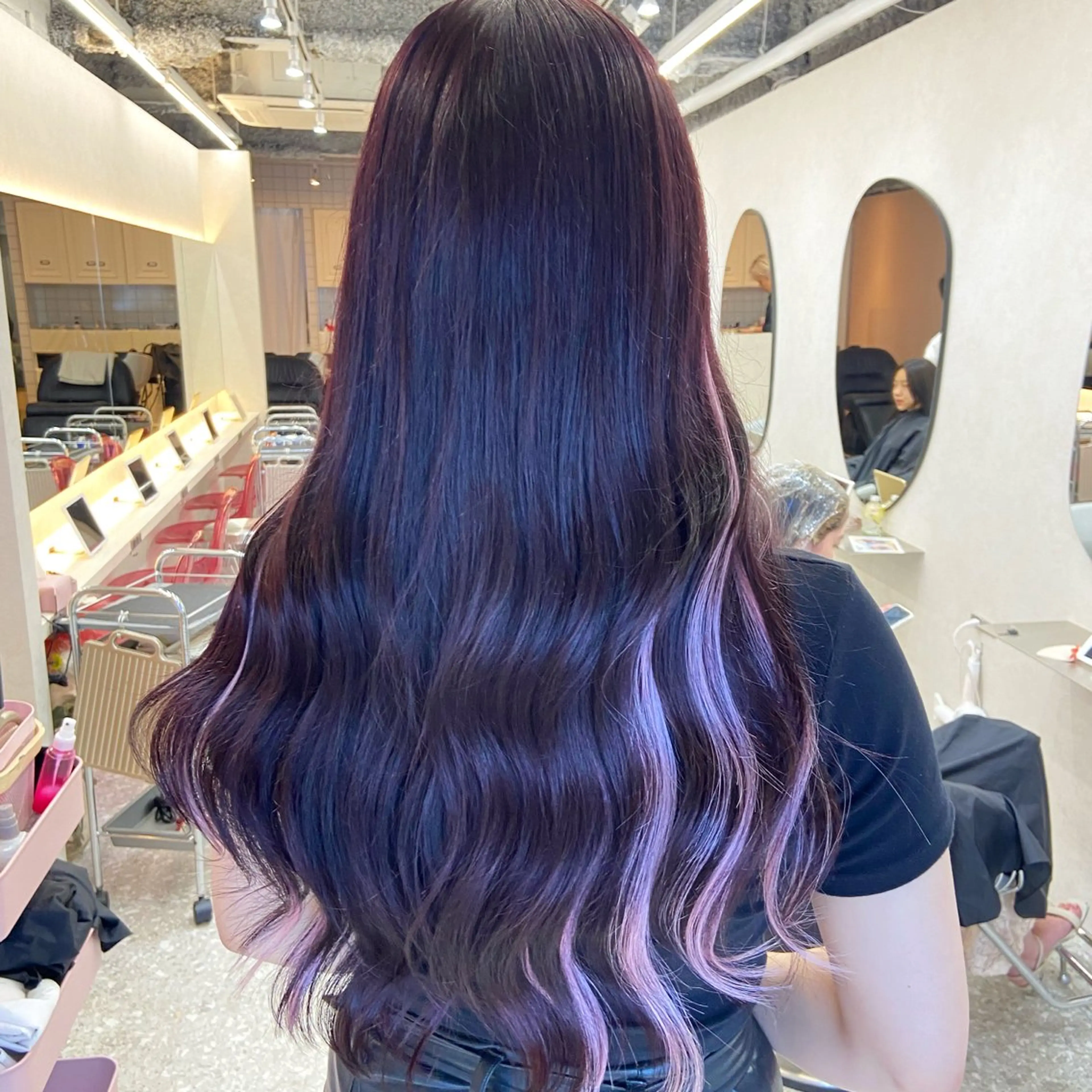 ロング カラー シールエクステ ラベンダーカラー エクステ ヘアカラー トリートメント エクステ 新宿/韓国ヘア 中明度カラー/かやのヘアスタイル