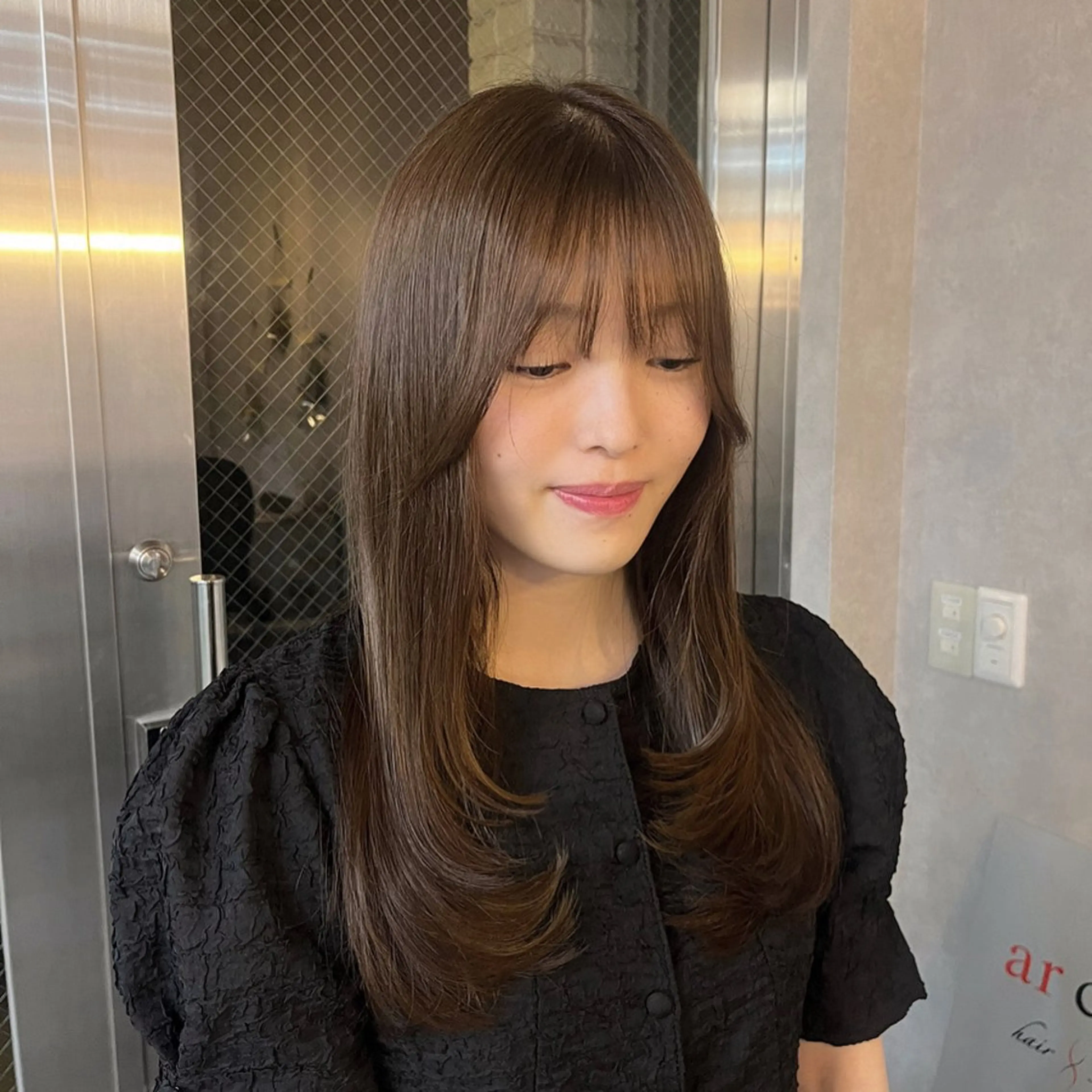 セミロング 縮毛矯正 縮毛矯正 トリートメント ヘアセット ere 代々木公園所属・みほ/ニュアンス/ モード/艶カラーのヘアスタイル