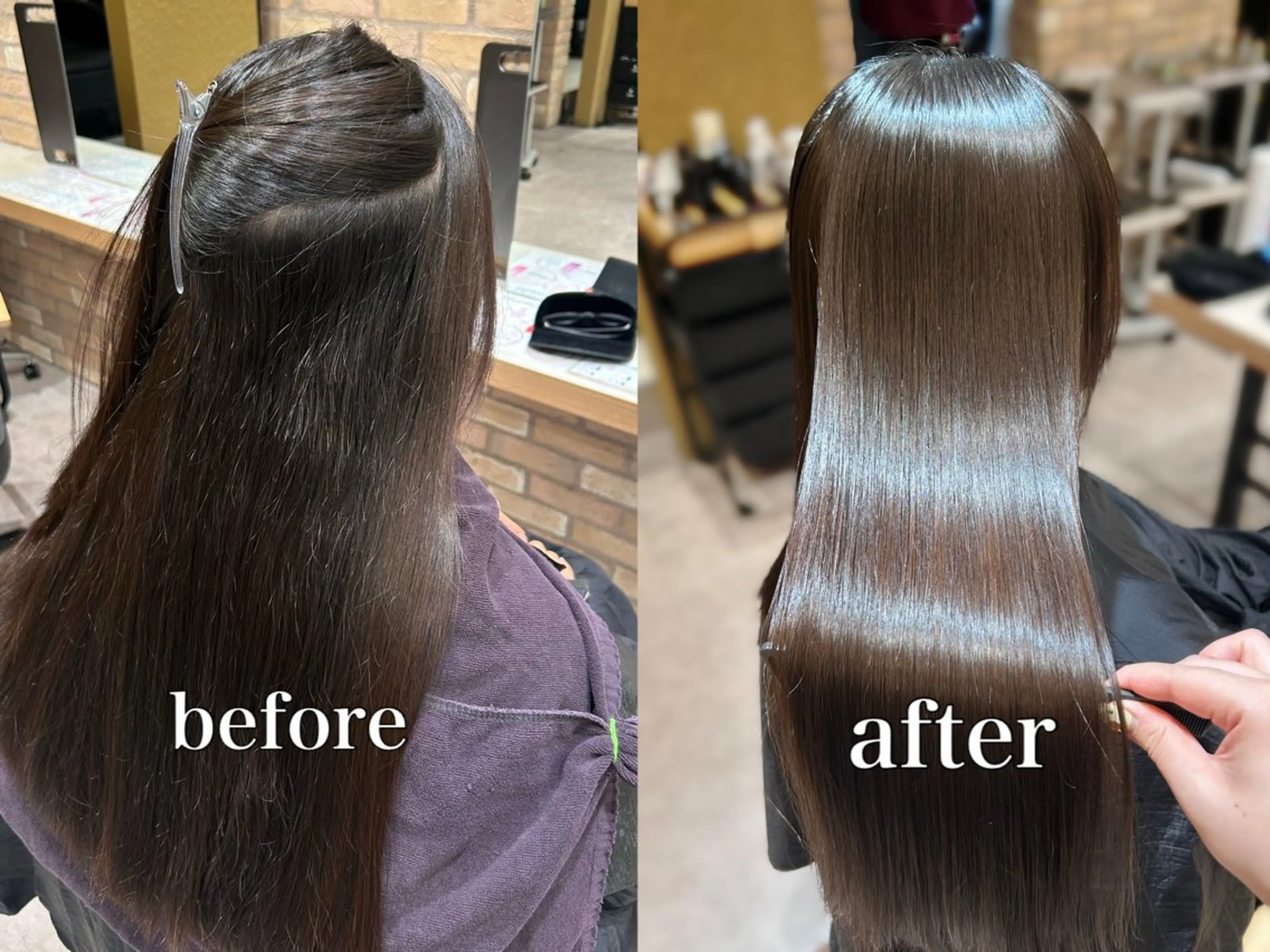 ロング 縮毛矯正 酸性ストレート 【髪質改善】 優菜のヘアスタイル