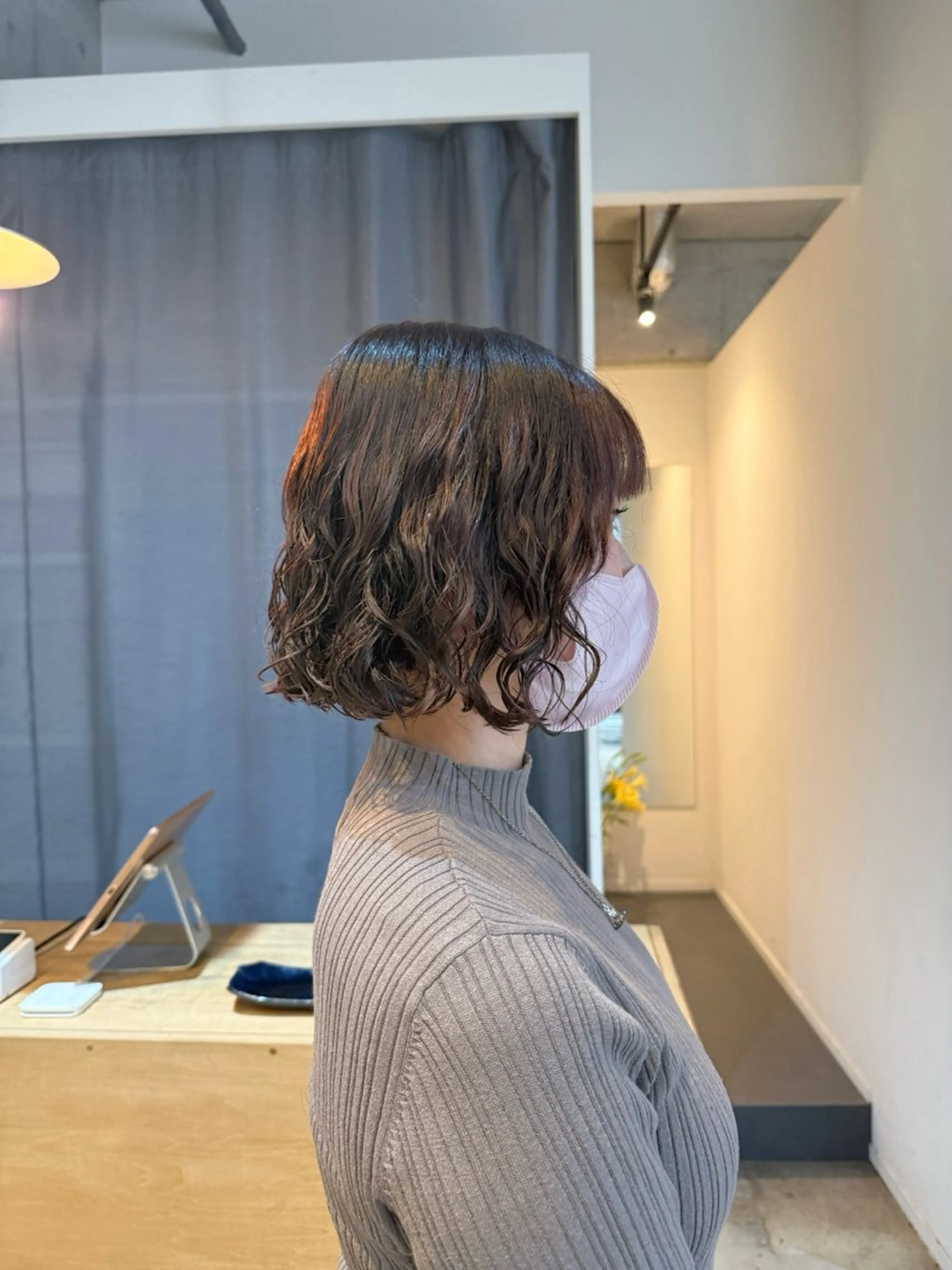 ミディアム カット パーマ トリートメント デジタルパーマ ウェーブパーマ/神野のヘアスタイル