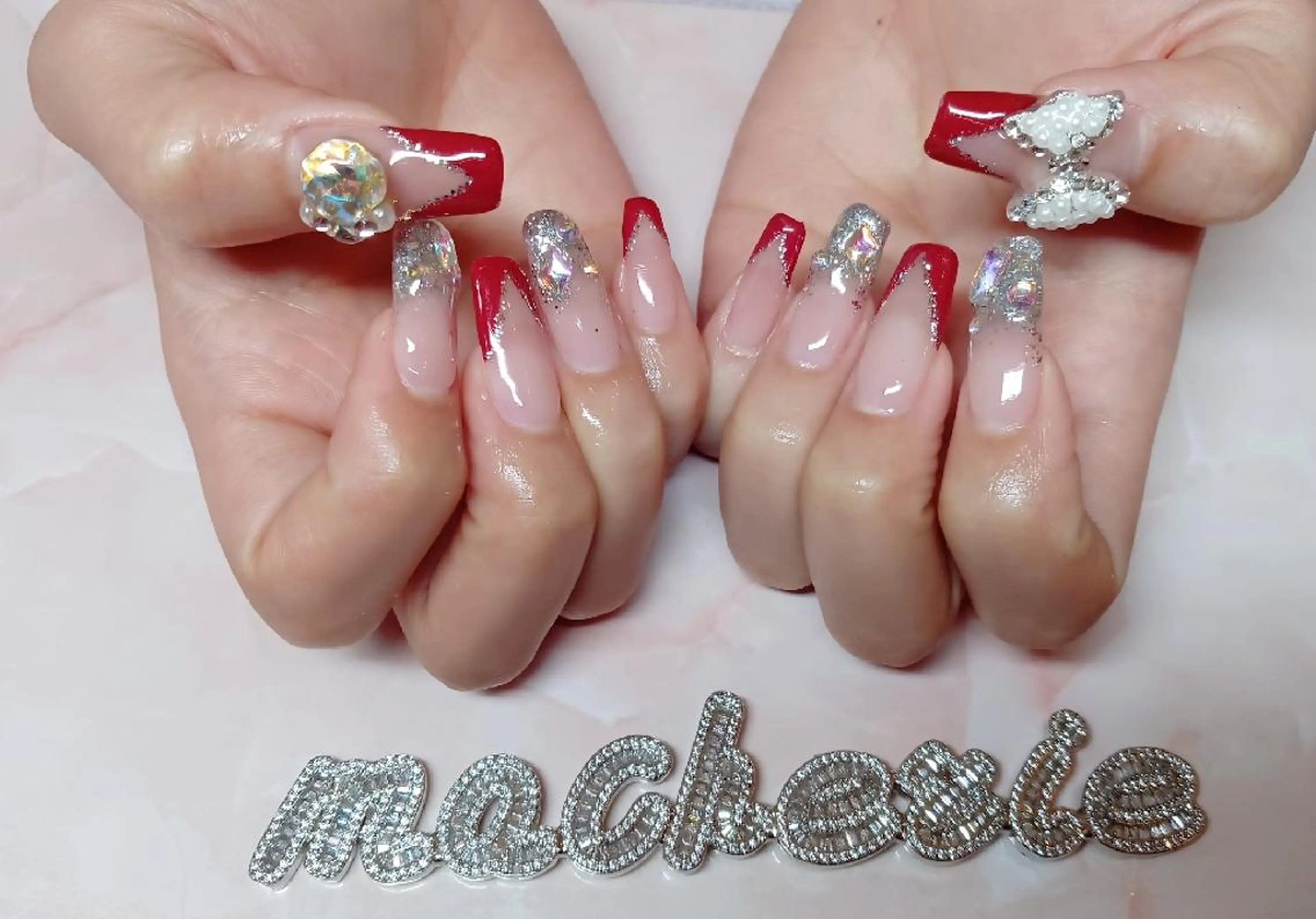 ネイル フレンチネイル キラキラネイル ハンドネイル Nail Salon macherieのネイルデザイン