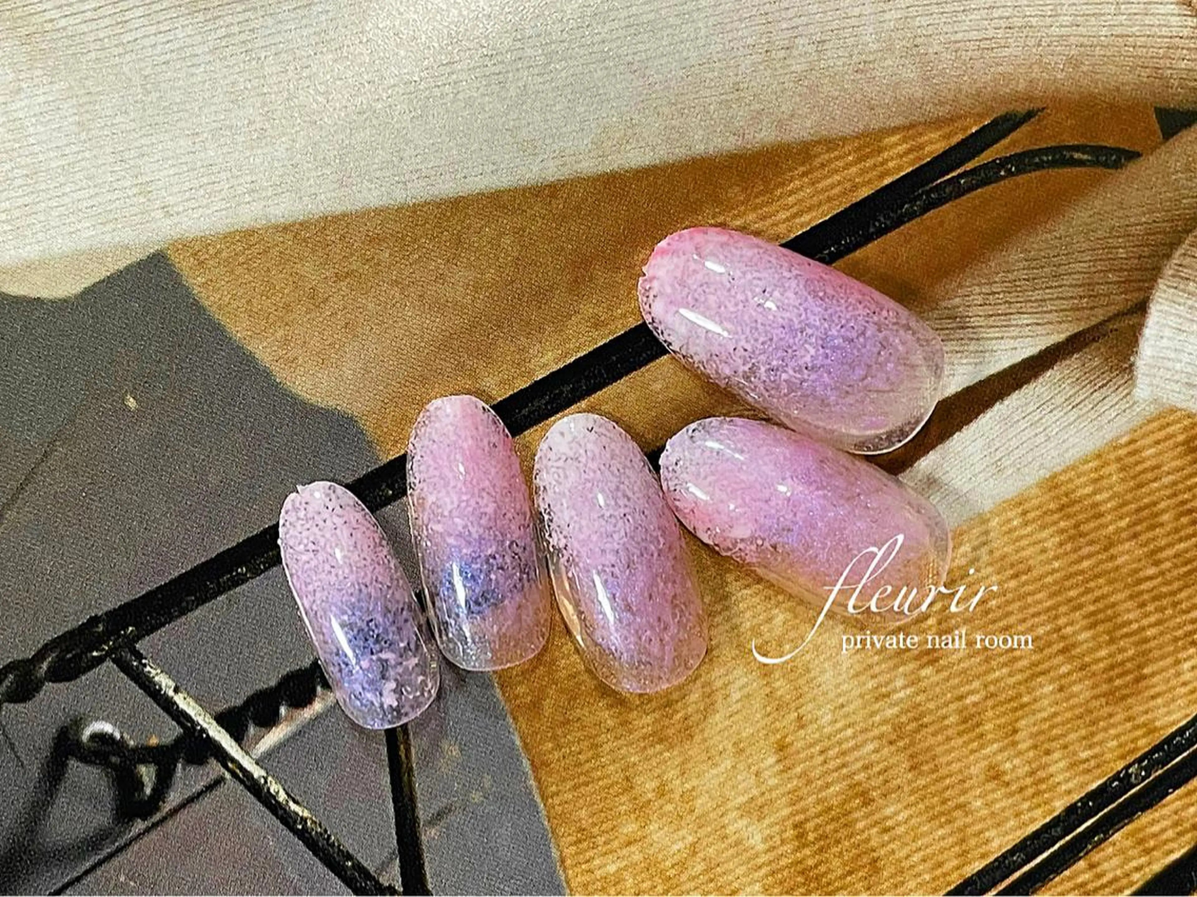 ネイル アートネイル 長さ出し ジェルネイル ハードジェル ピンク フルリール 【プライベートサロンのネイルデザイン