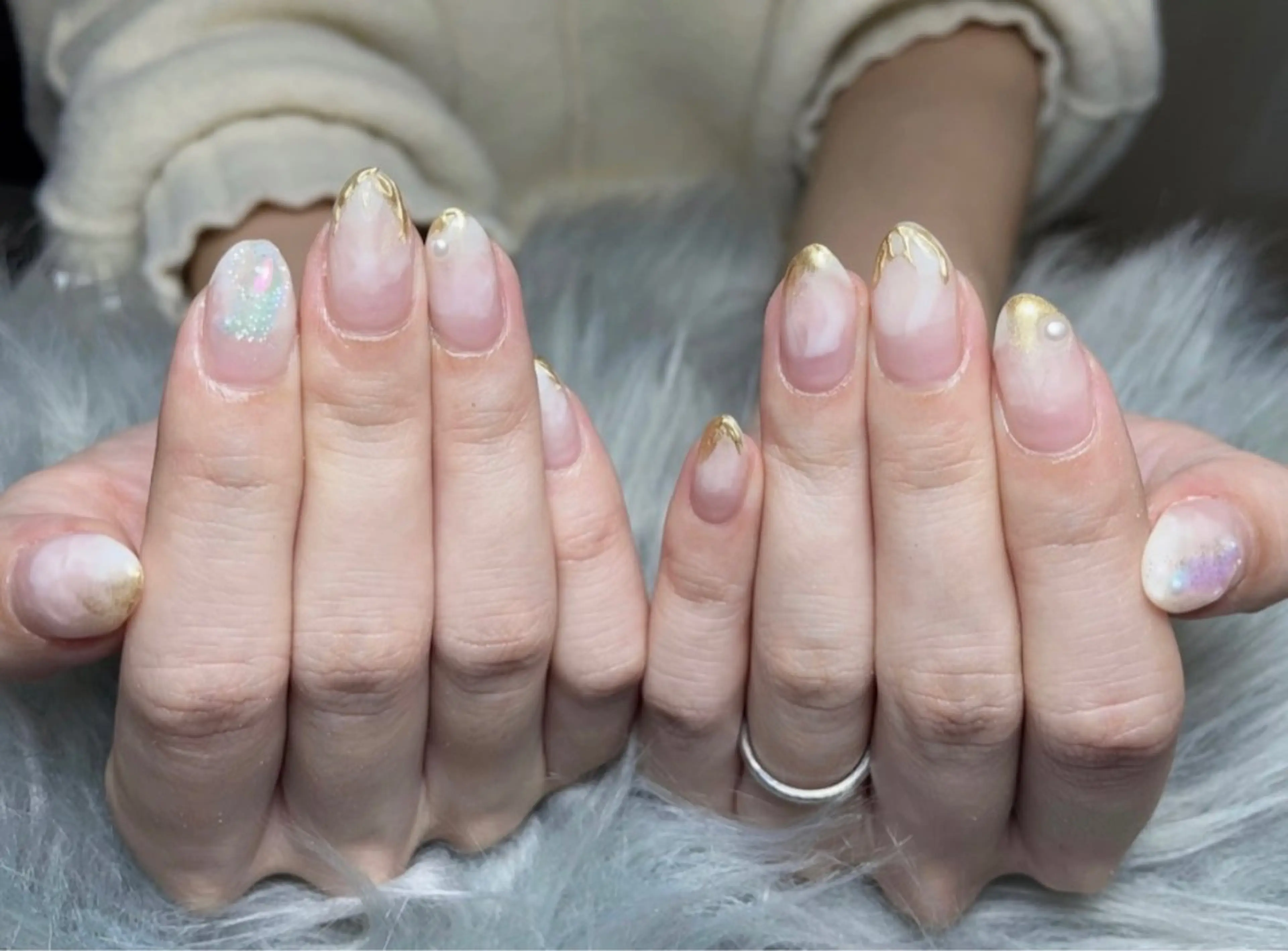 ネイル ジェルネイル ミラーネイル ニュアンスネイル オフィスネイル パラジェル BLANCEnail所属・BLANCnail yuuのネイルデザイン