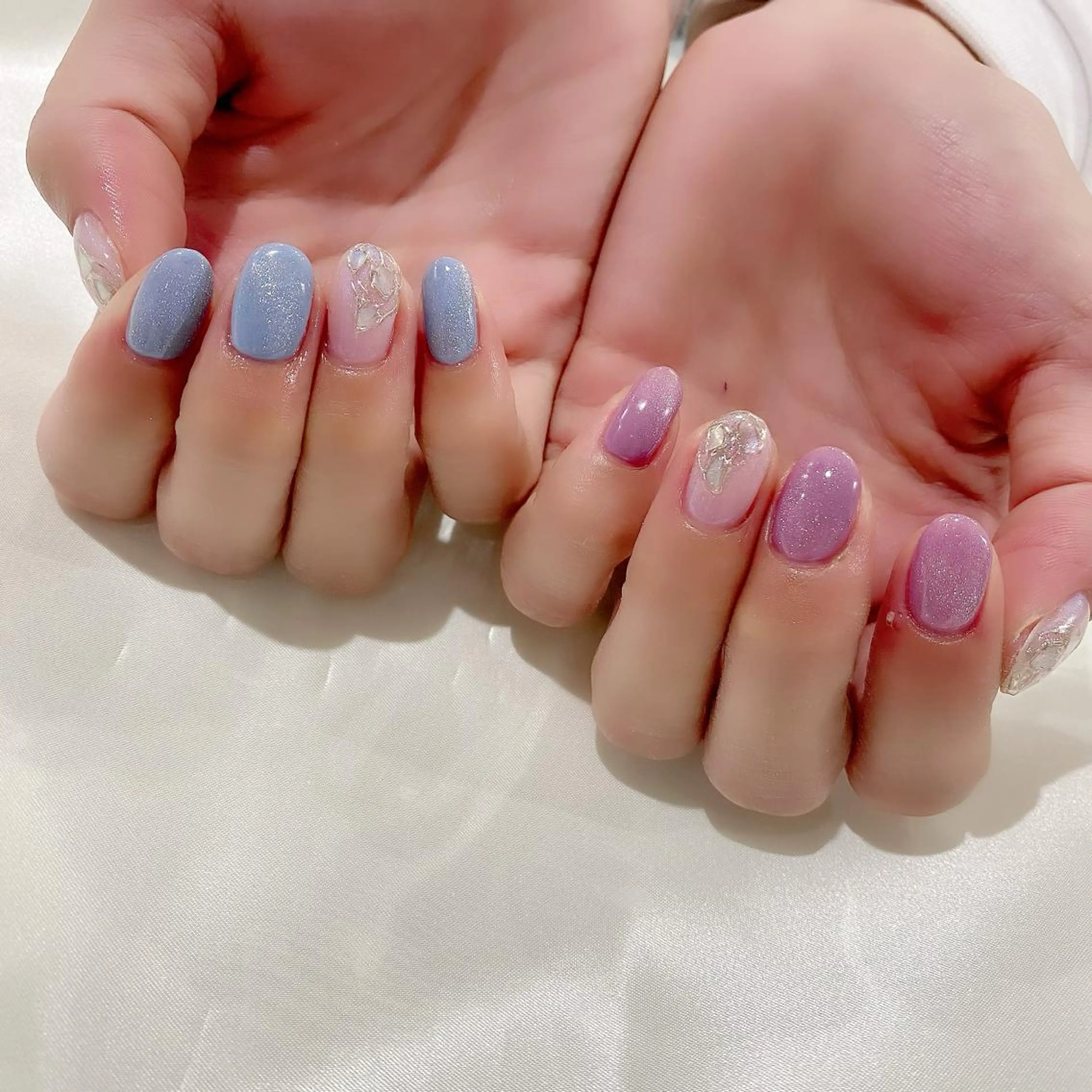 ネイル ブルー マグネットネイル パープル 夏ネイル ハンドネイル Salon Ｋのネイルデザイン