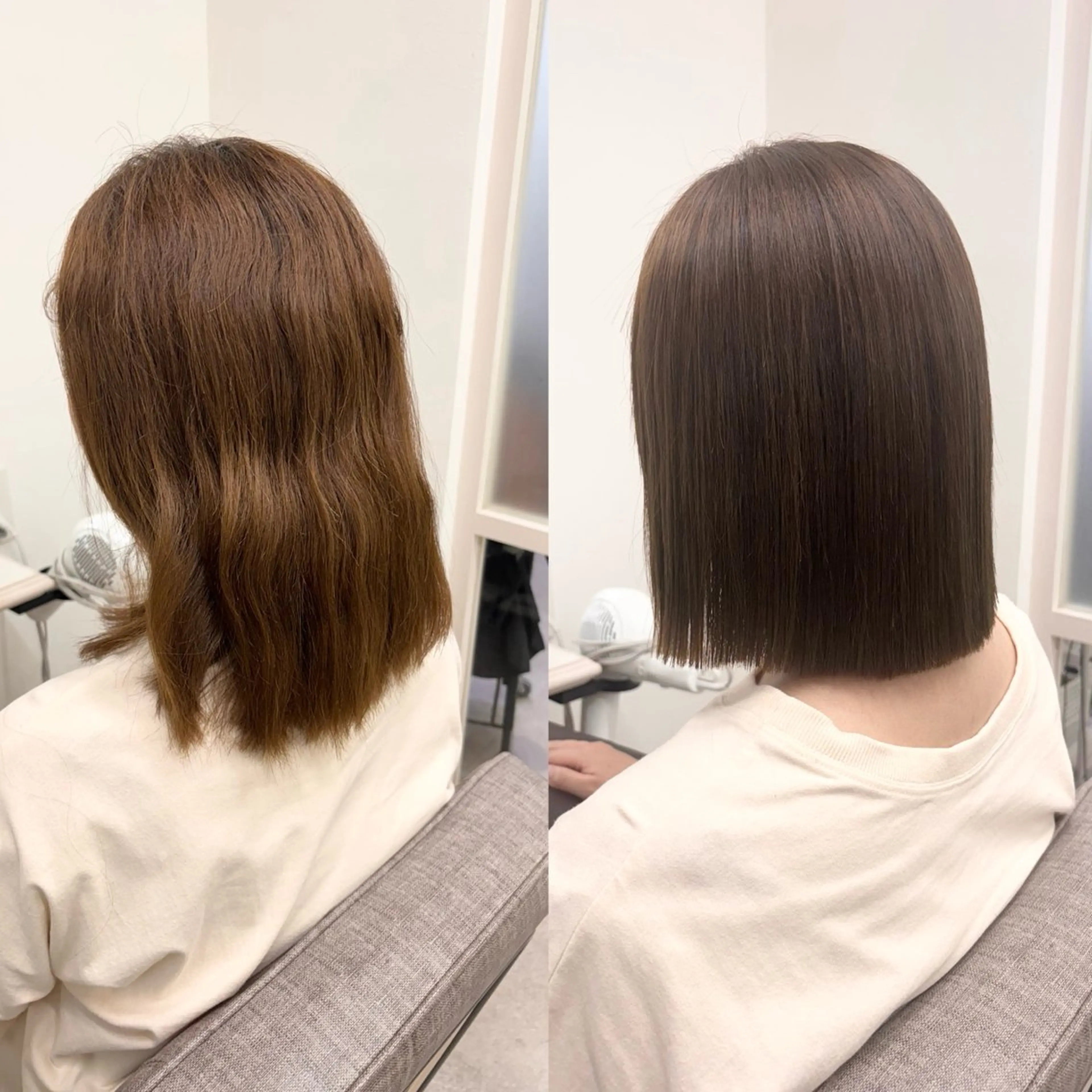 ミディアム 酸性ストレート 縮毛矯正 ヘアアレンジ🪽🎀 艶カラー/天王寺のヘアスタイル