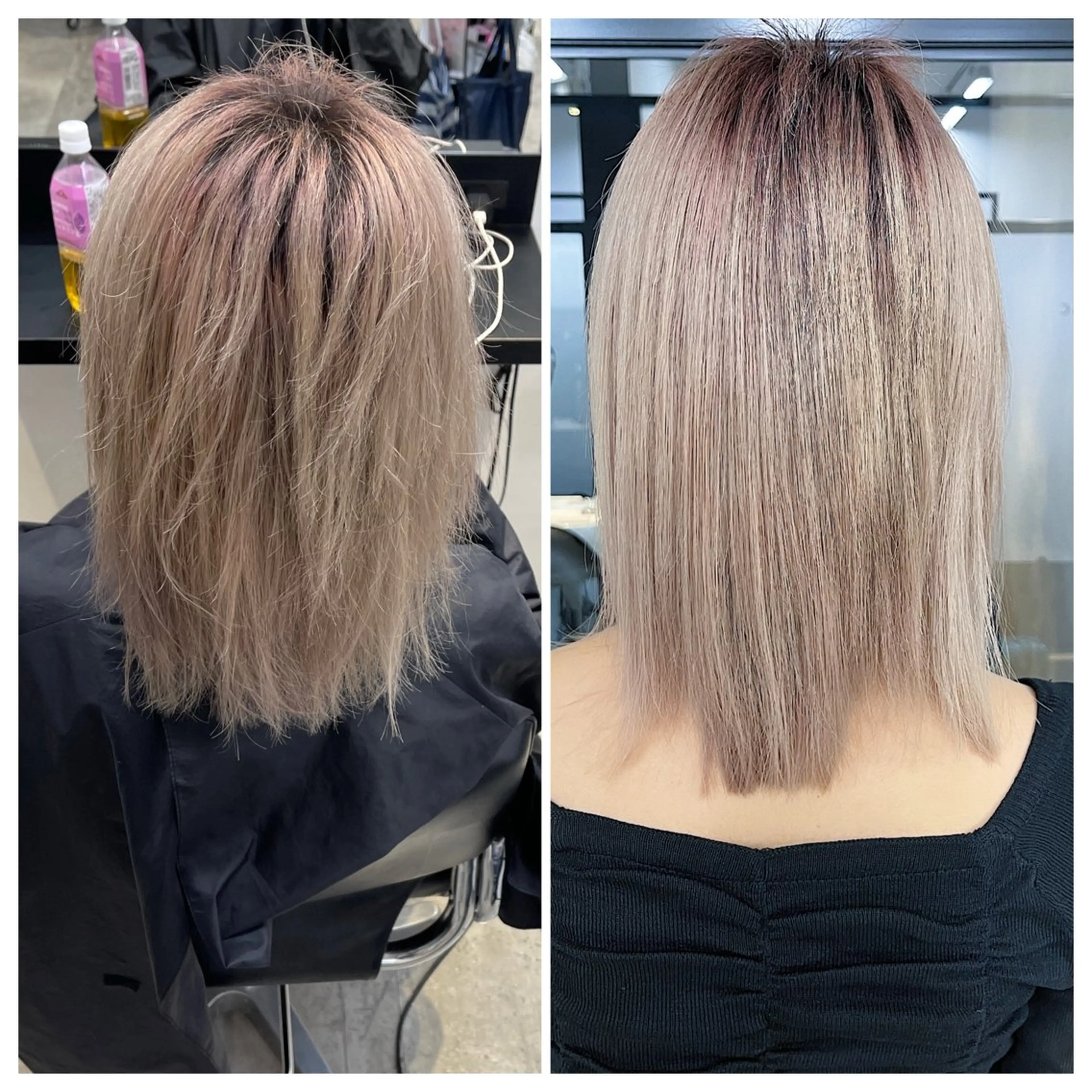 ミディアム 縮毛矯正 トリートメント け んブリーチ縮毛矯正のヘアスタイル