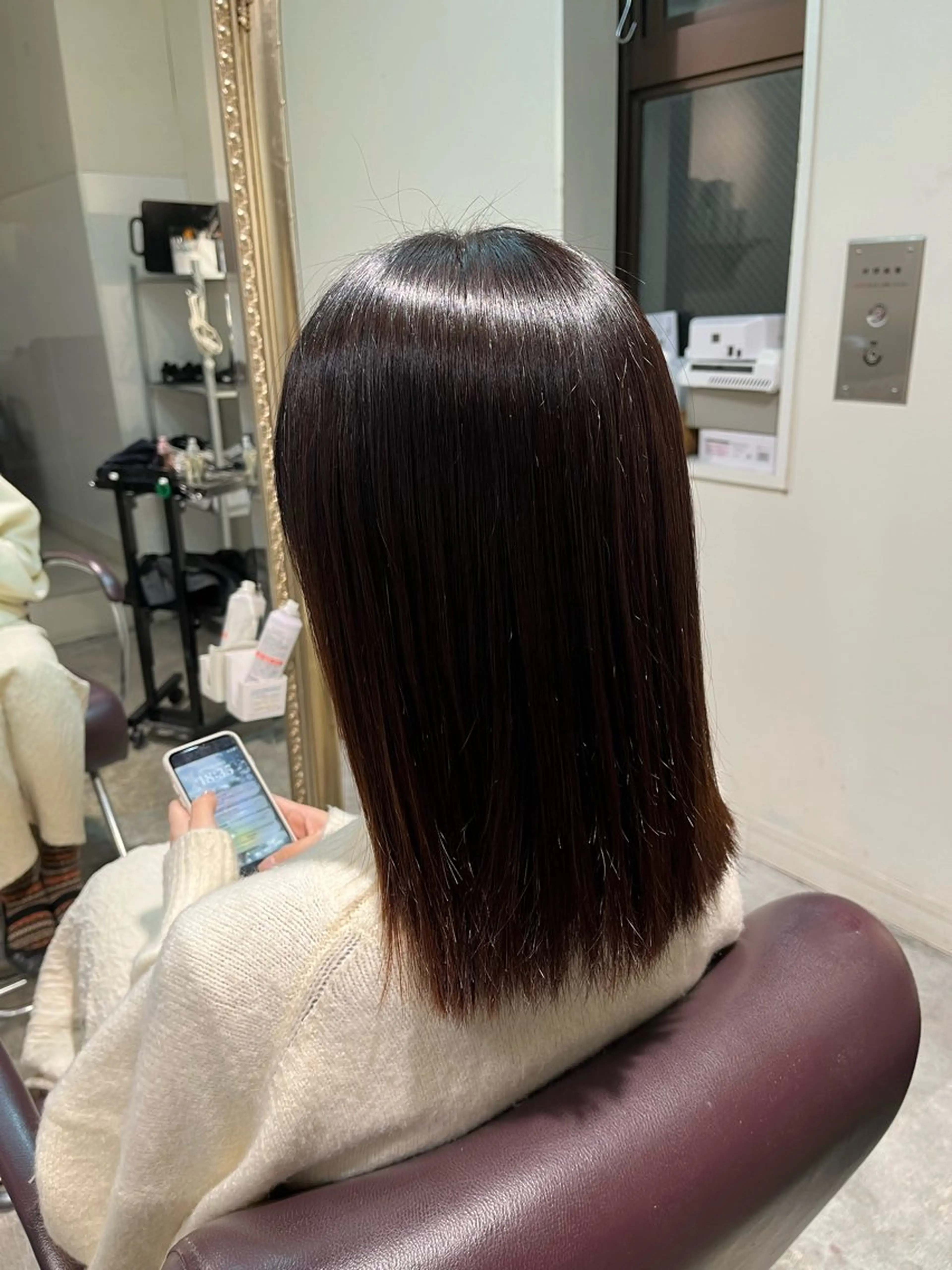 ミディアム カラー トリートメント ヘアカラー トリートメント フェザーパーマ🌙 毛流れ yuzukiのヘアスタイル