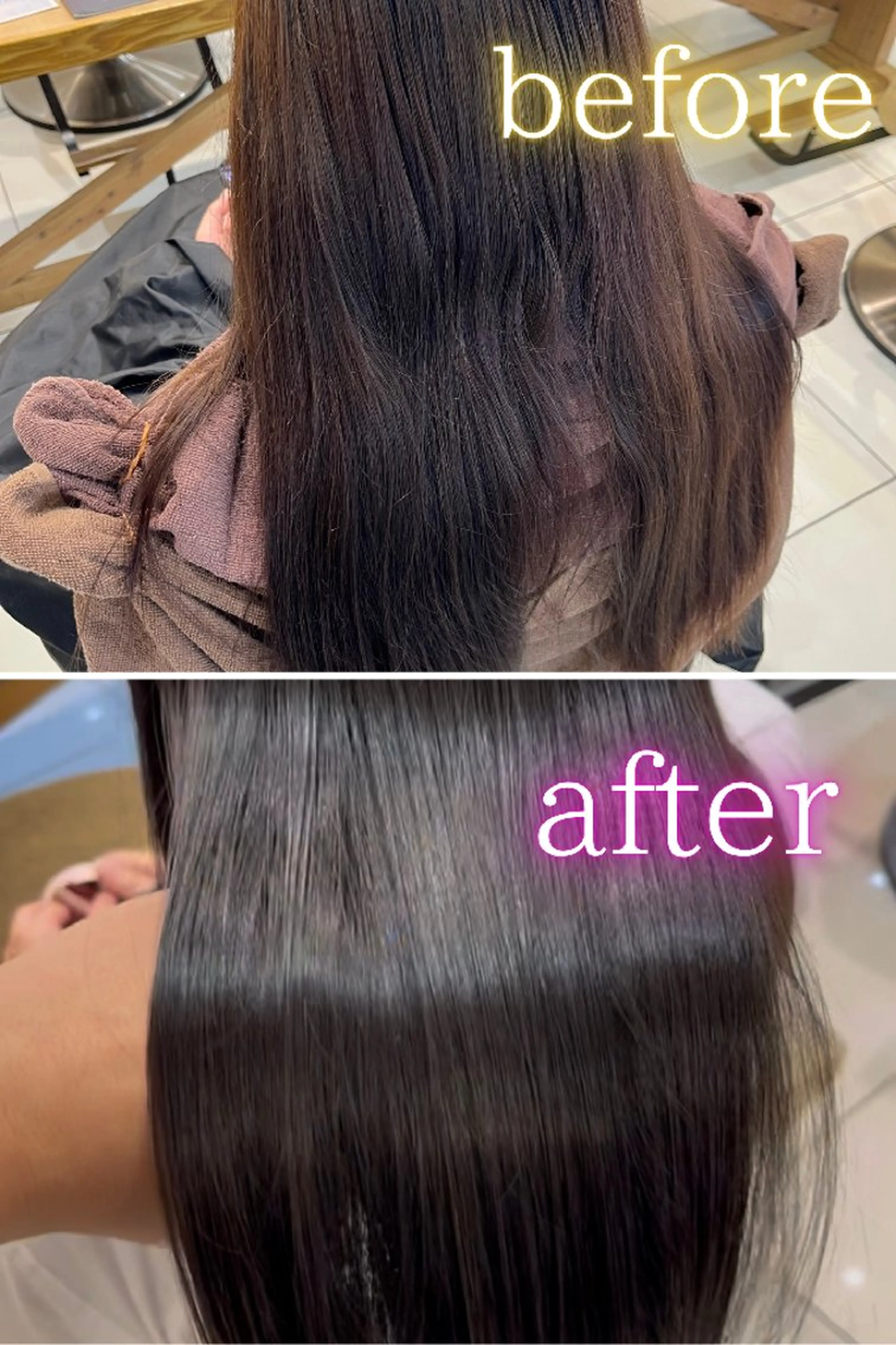 セミロング 学生 髪質改善 トリートメント ヘアカラー トリートメント 縮毛矯正💎/ 美髪ストレート🫧のヘアスタイル