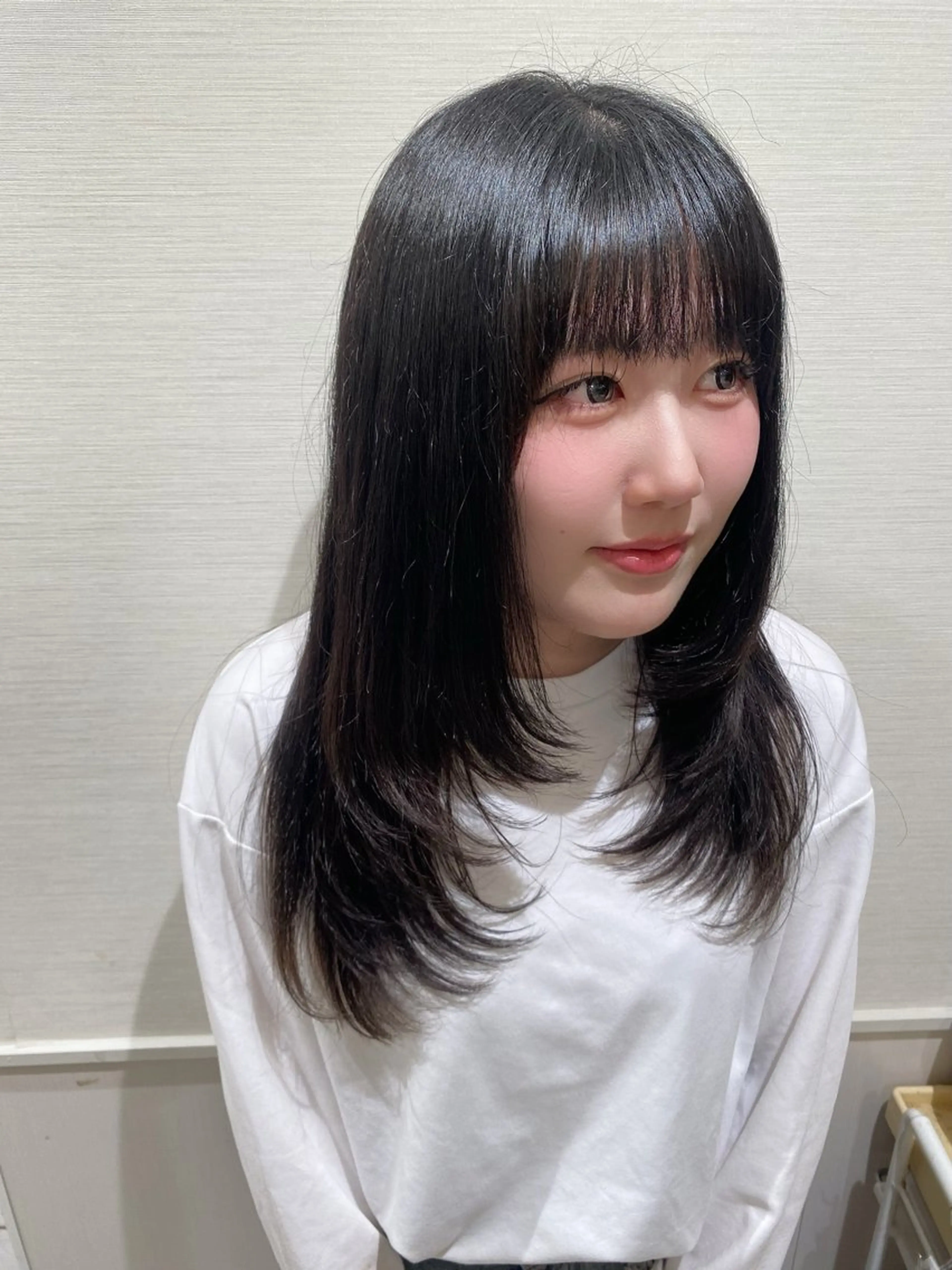 ロング 顔周りカット レイヤーカット 朴 鈴香のヘアスタイル