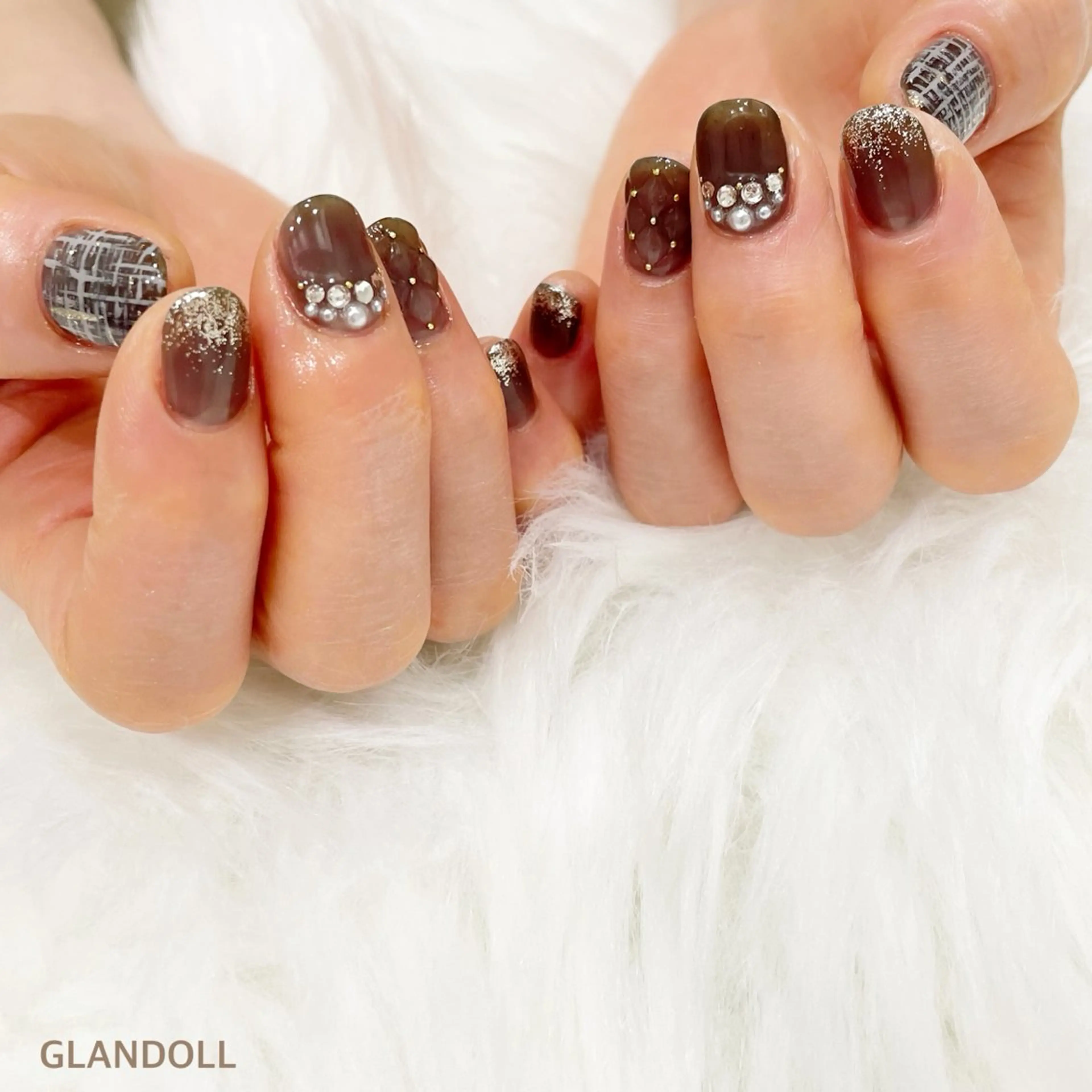 ネイル ツイードネイル ハンドネイル GLANDOLL YURIのネイルデザイン