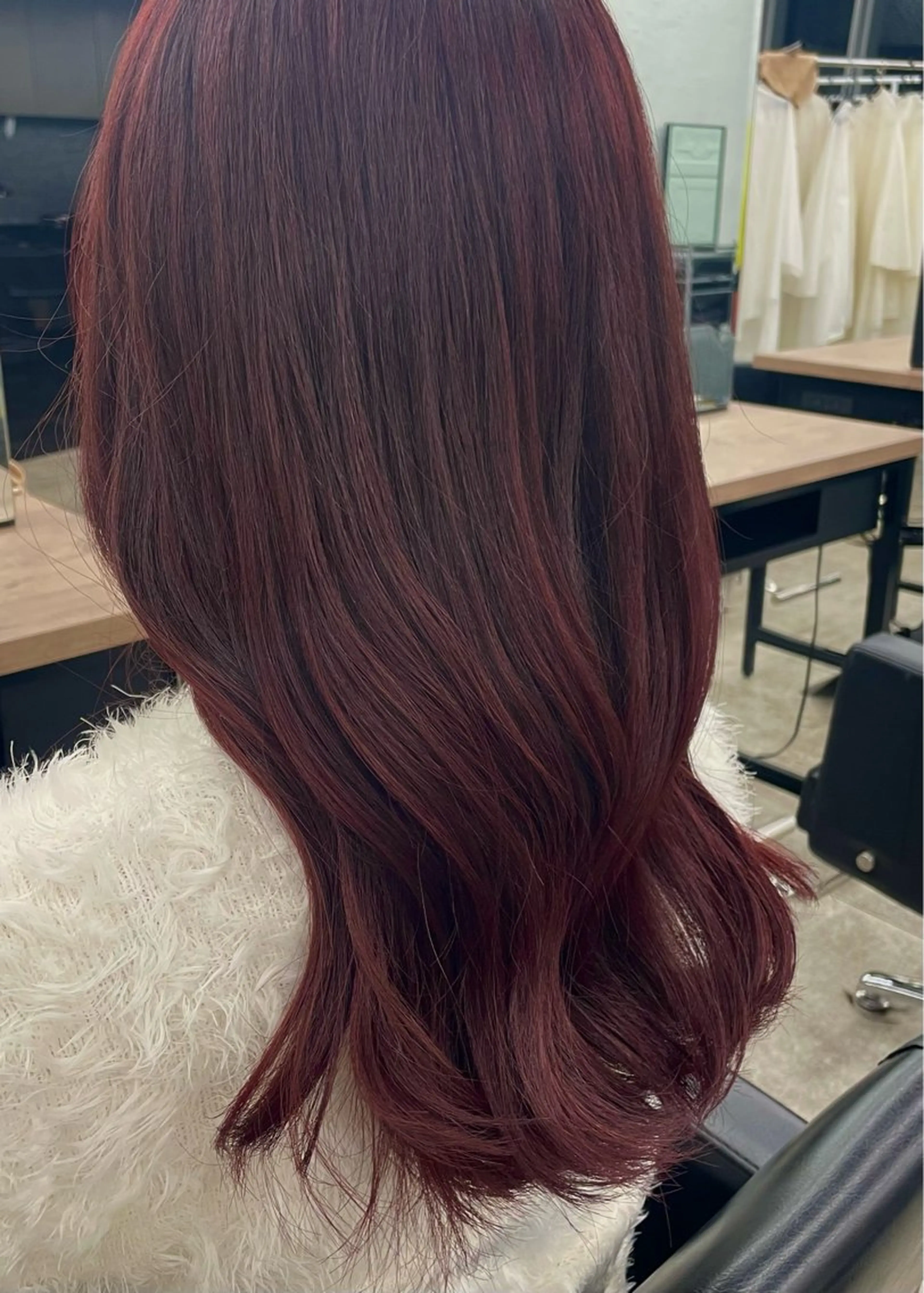 ロング カラー ヘアアレンジ ブリーチ ボルドーカラー ブラウンカラー カシス ダブルカラー ヘアカラー トリートメント 🎈ブリーチなし暖色 カラー/レッド/ゆいのヘアスタイル