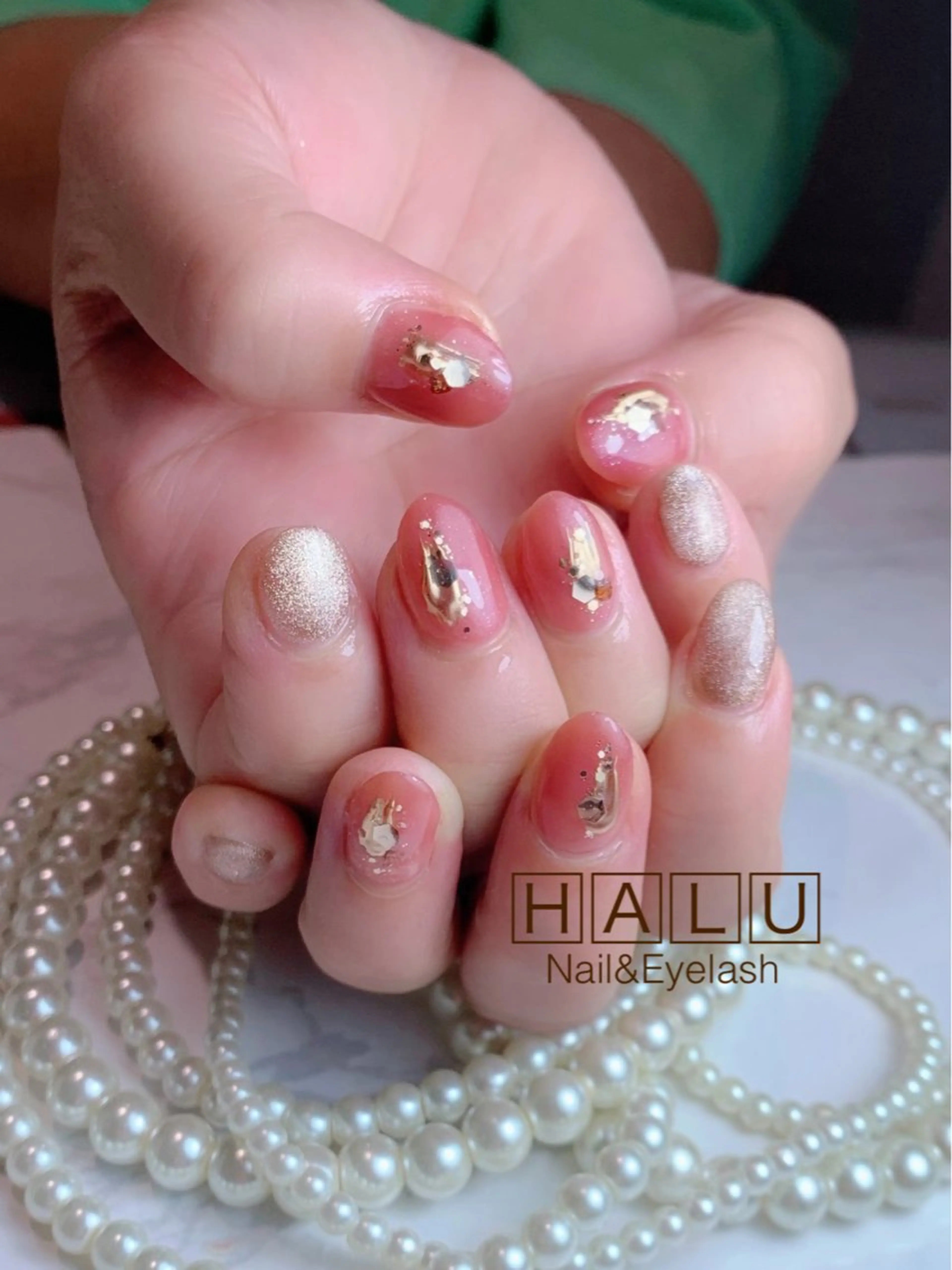 ネイル ピンク 赤色 HALU ハルのネイルデザイン