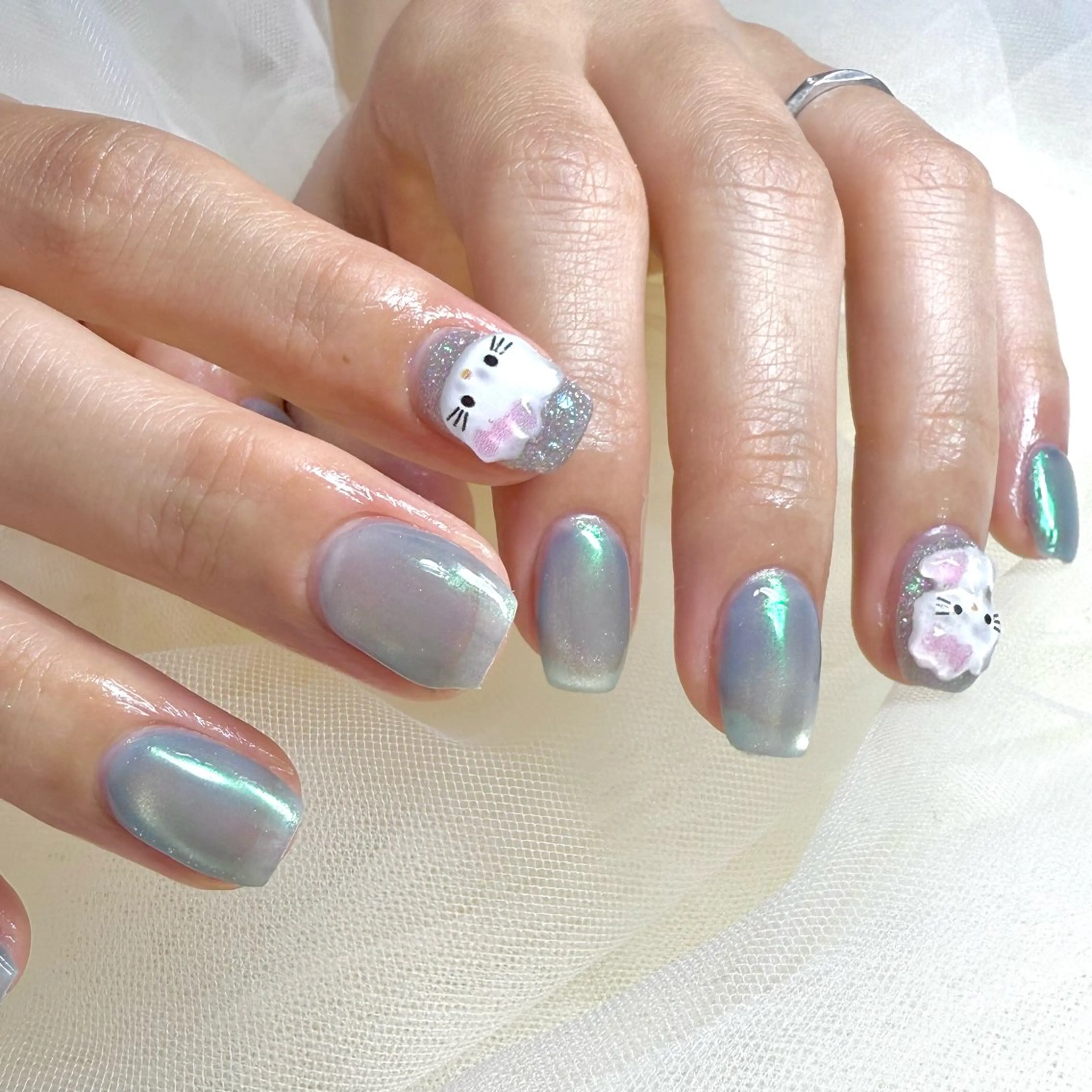 ネイル 氷ネイル・うるうるネイル マグネットネイル 夏ネイル ネイルサロン赤ちゃん所属・ネイルサロン赤ちゃん MIYUのネイルデザイン