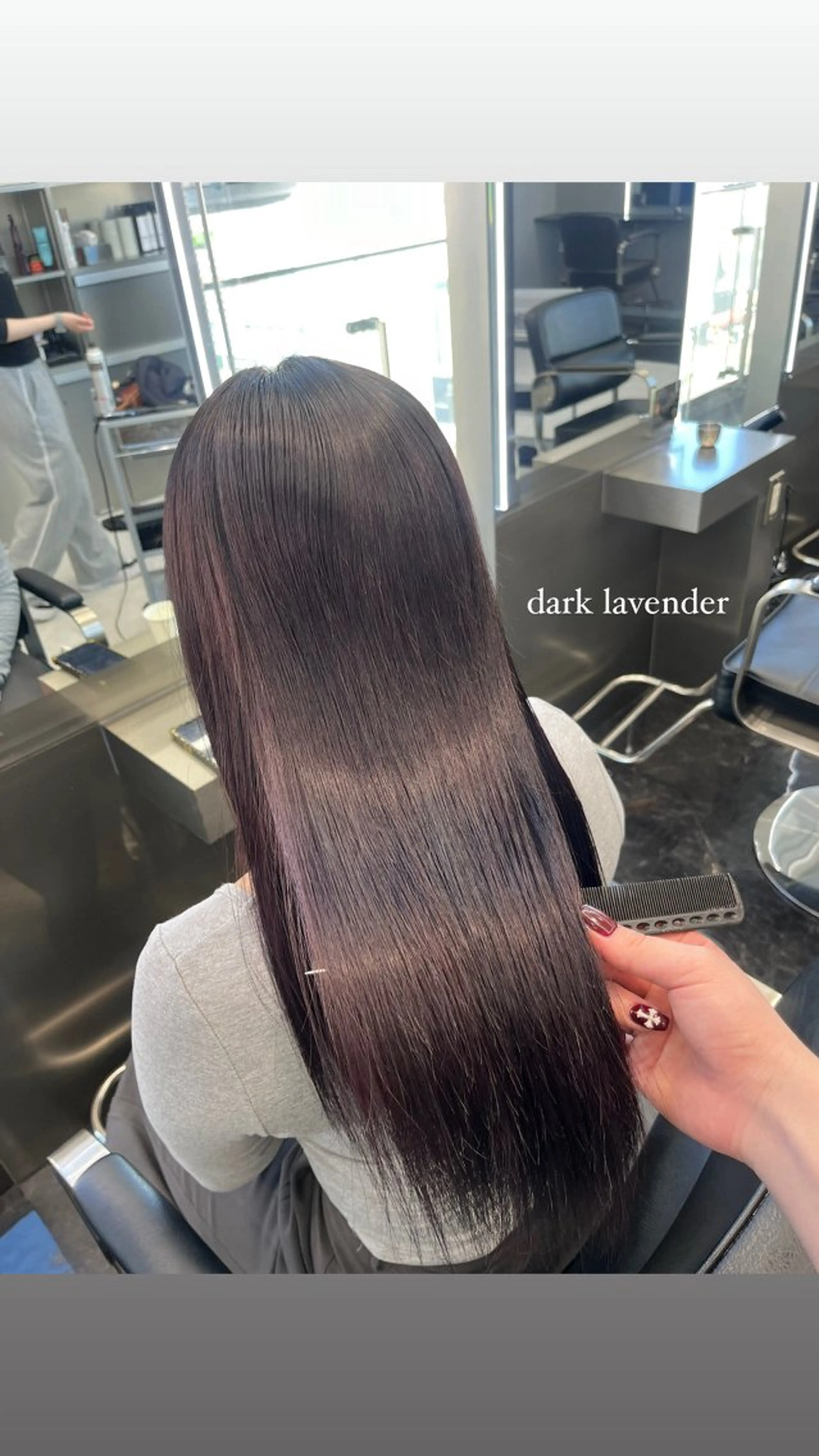 セミロング カラー ヘアアレンジ 透明感カラー ディープラベンダー ラベンダーカラー ラベンダーグレー ヘアカラー トリートメント ハイトーン/透明感 髪質改善/rinaのヘアスタイル