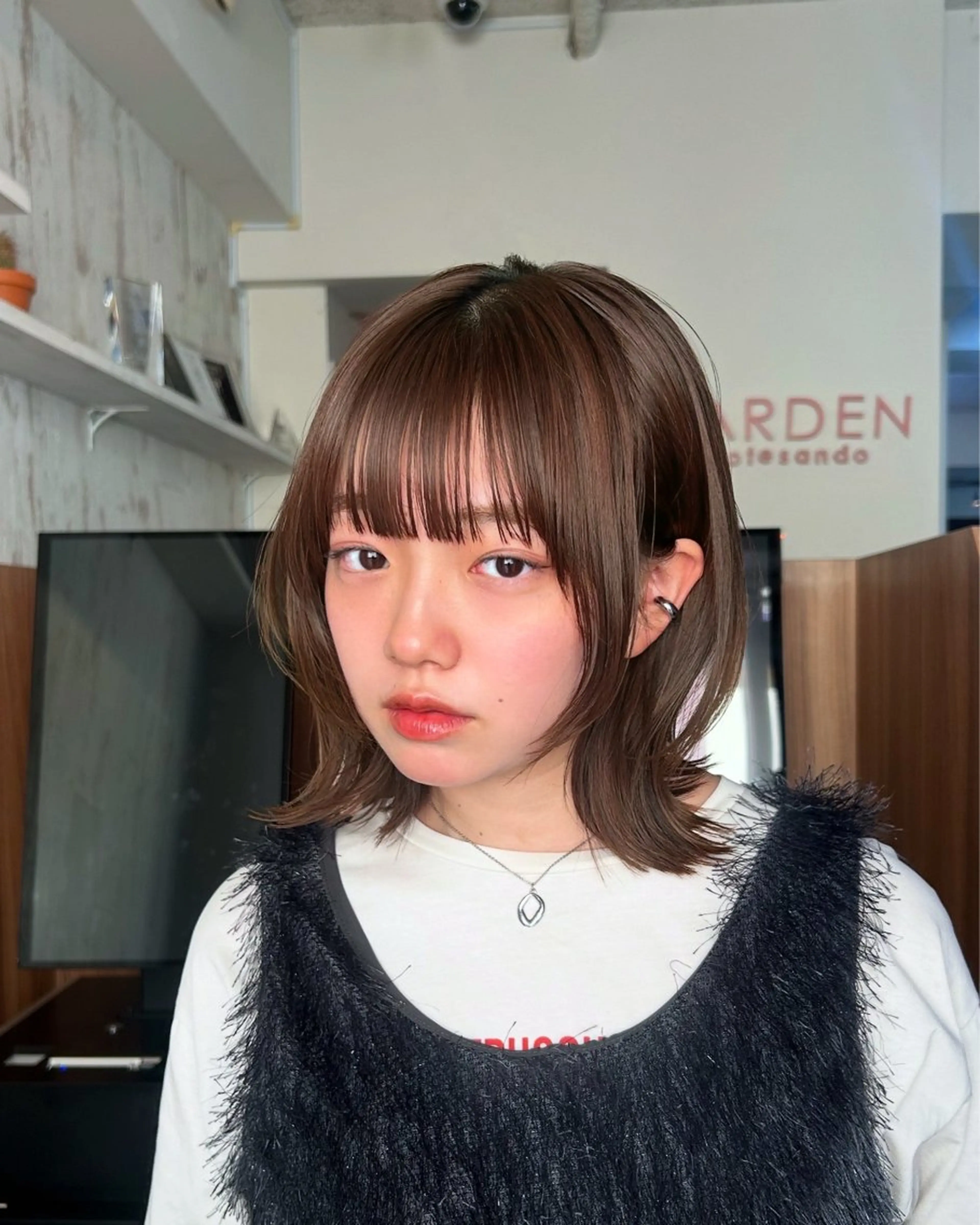 ミディアム カラー レイヤー/ボブ/透明 感カラー/佐藤奈由のヘアスタイル