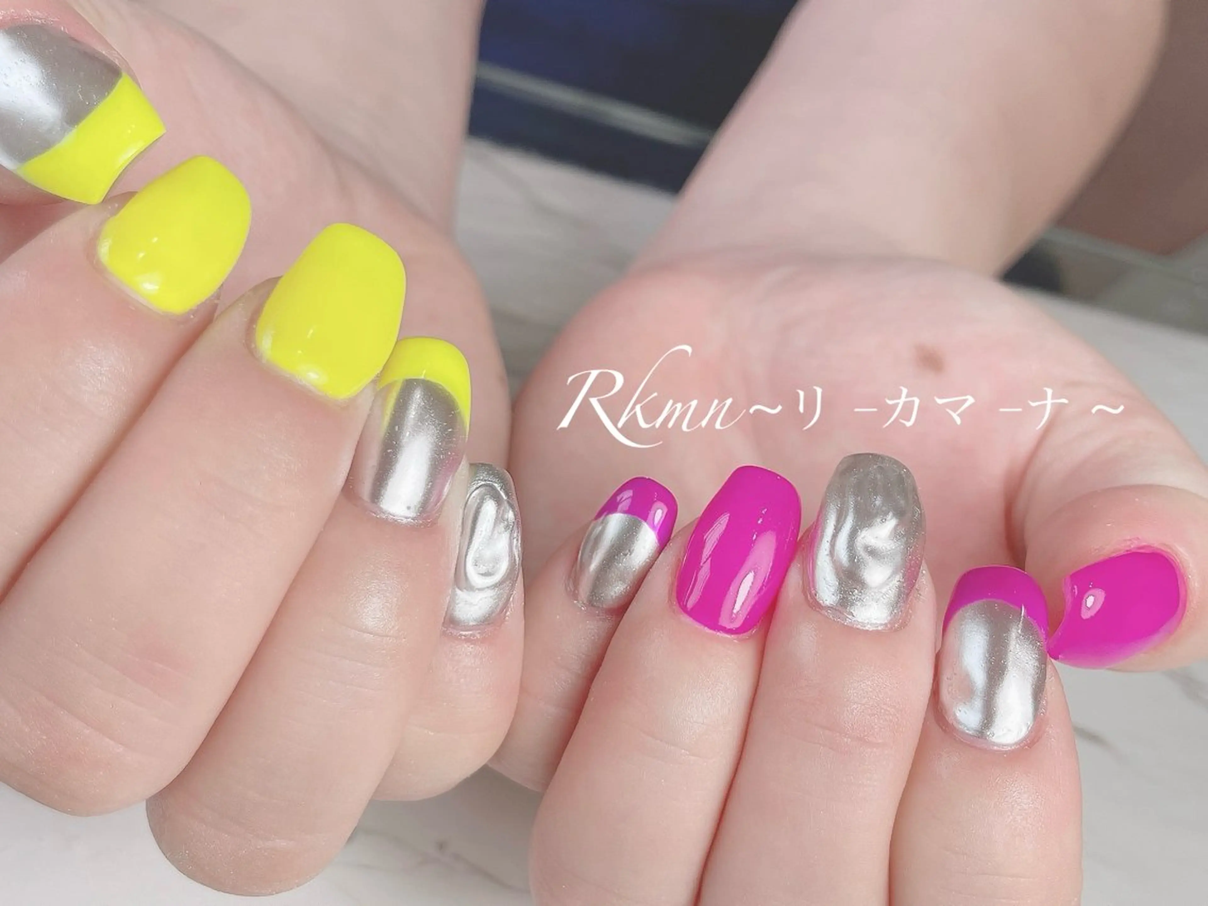 ネイル アートネイル フレンチネイル ミラーネイル ピンク 春ネイル ハンドネイル フットネイル ハンドケア Rkmn ~リ-カマ-ナ~のネイルデザイン