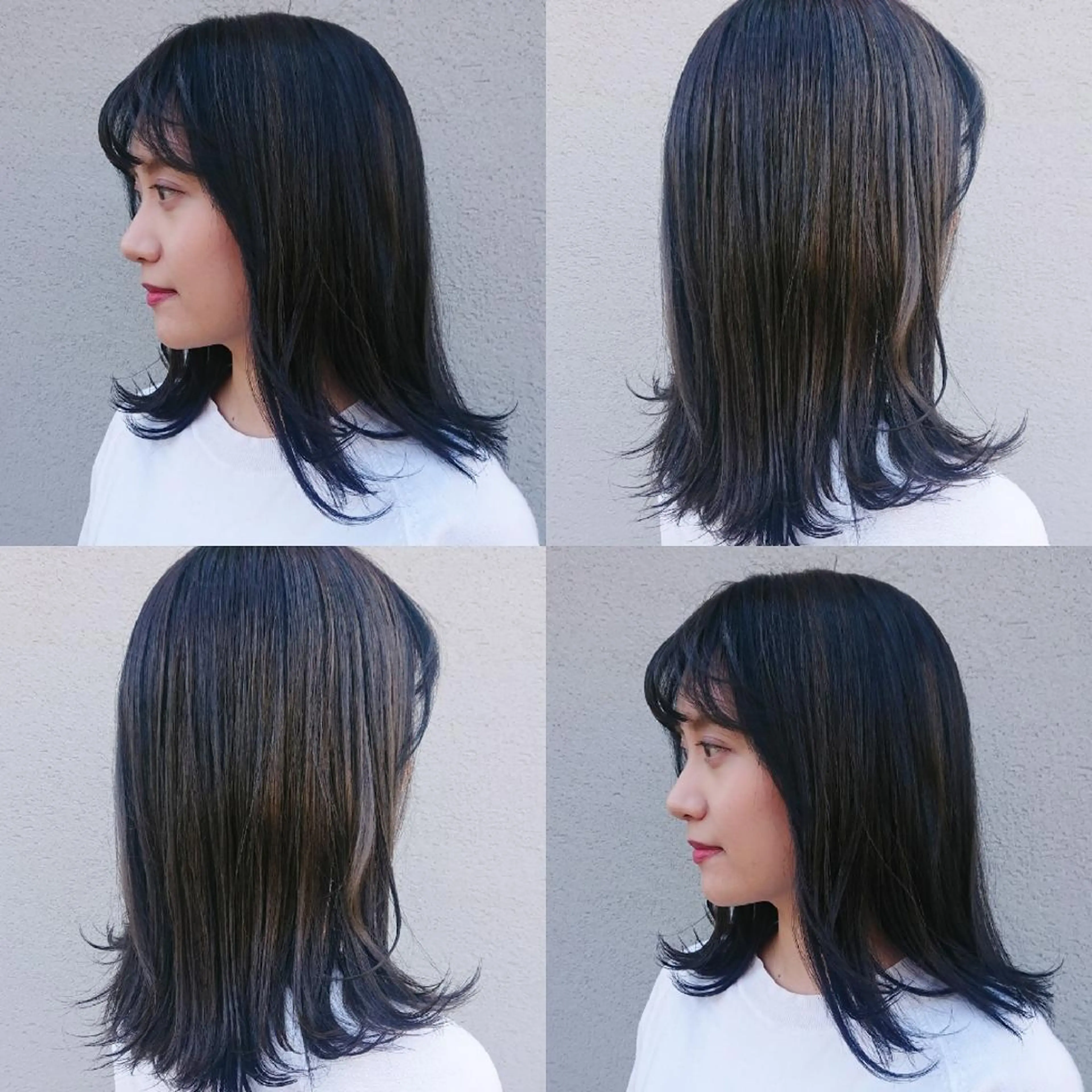 ミディアム カラー 黒髪 ブルーカラー ブルーブラック 透明感カラー nambu-GARDEN所属・上田 昂雅のヘアスタイル